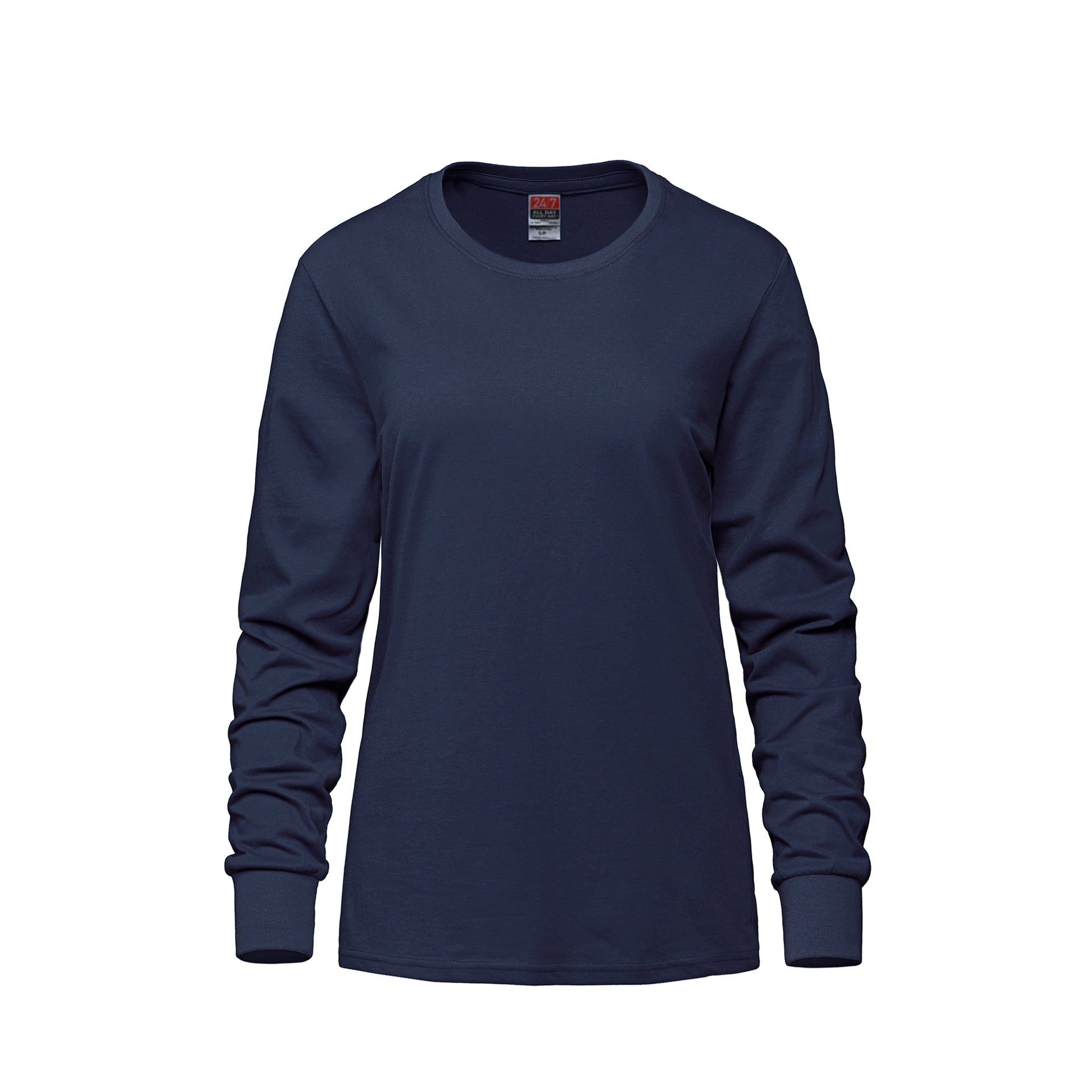 S05616 - Breeze - Ladies RING SPUN Combed Cotton Long Sleeve Crewneck T-Shirt Navy 5616 CSW24/7 Ladies longsleeve Women