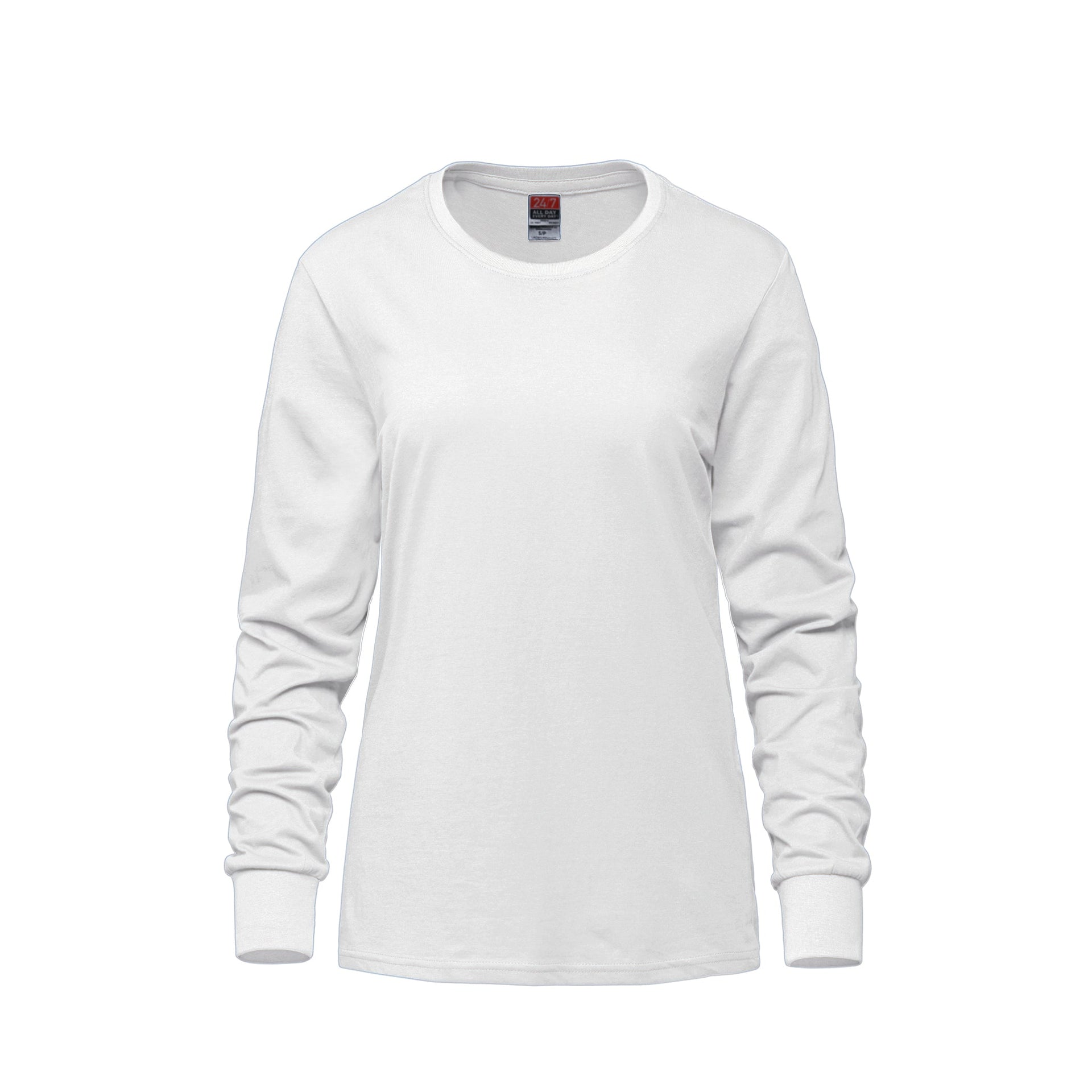 S05616 - Breeze - Ladies RING SPUN Combed Cotton Long Sleeve Crewneck T-Shirt White 5616 CSW24/7 Ladies longsleeve Women