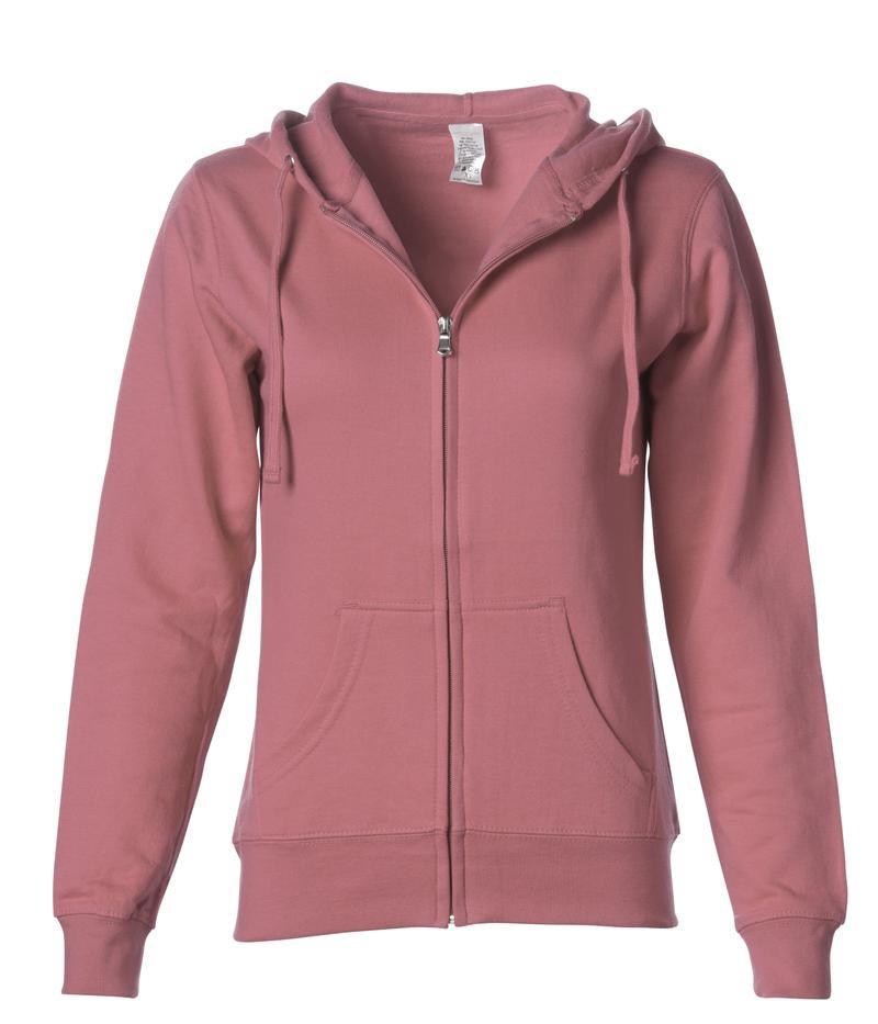 SS650Z - Lightweight Zip Hooded Sweatshirt Dusty Rose BASIC FLEECE COTTON / POLYESTER FITTED fleece INDEPENDENT INDEPENDENT CLOSE OUT Lightweight sss standard tearaway WOMEN