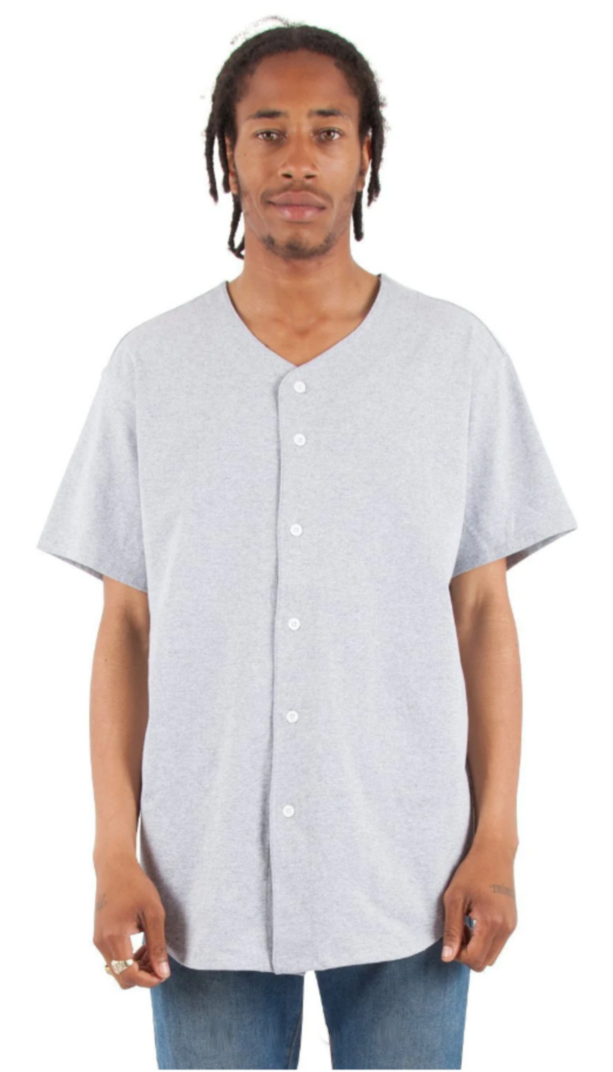 SHAKA WEAR Baseball Jersey, - 7.5 Oz, Heather Grey