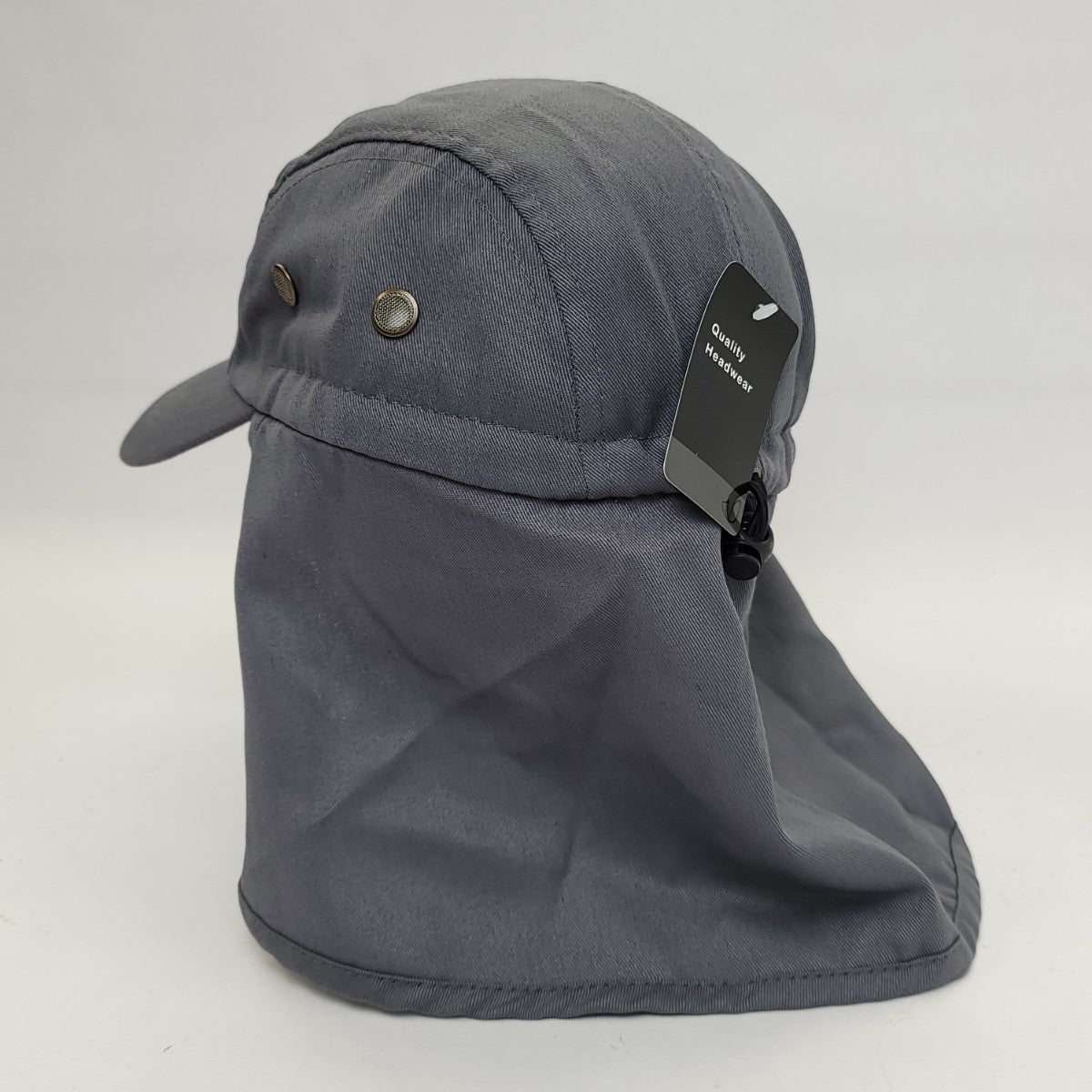 5 Panel Hiking Cap with Neck Cover, Various Colours, Adjustable Dark Grey OSFA Hiking Hat Summer Hat