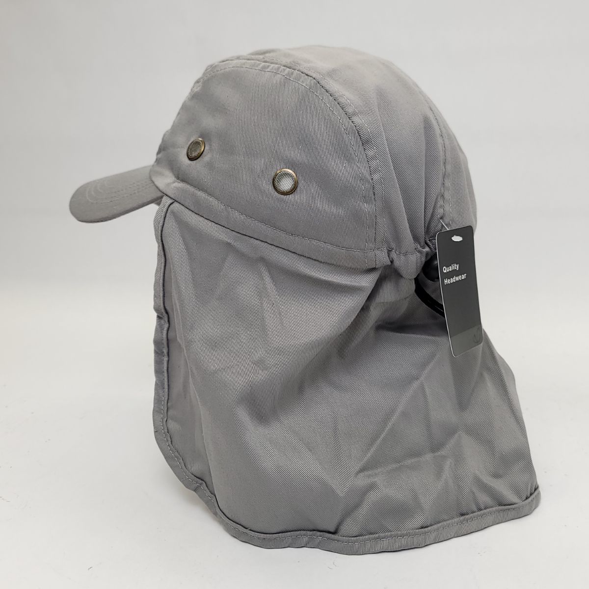 5 Panel Hiking Cap with Neck Cover, Various Colours, Adjustable Light Grey OSFA Hiking Hat Summer Hat