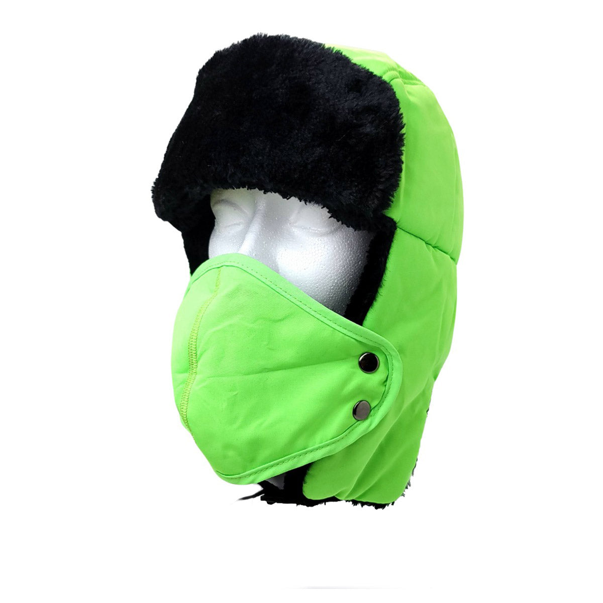 Trapper Hat- Short Fur with Detachable Mask - Multi-Coloured Neon Green OSFA Dozen Special Mix&Match