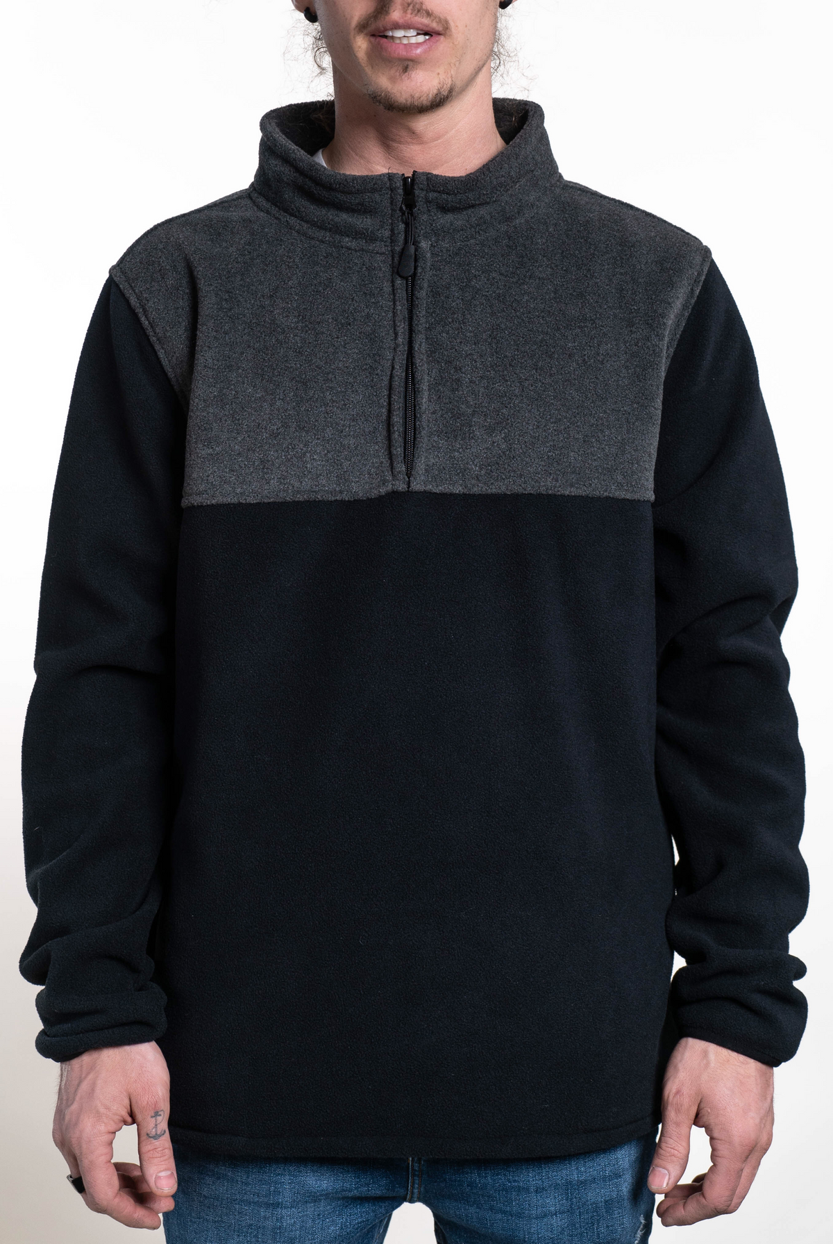 SEVEN TIDES STFLZ04, - Recon Mock Neck Polar Fleece Jacket, Black