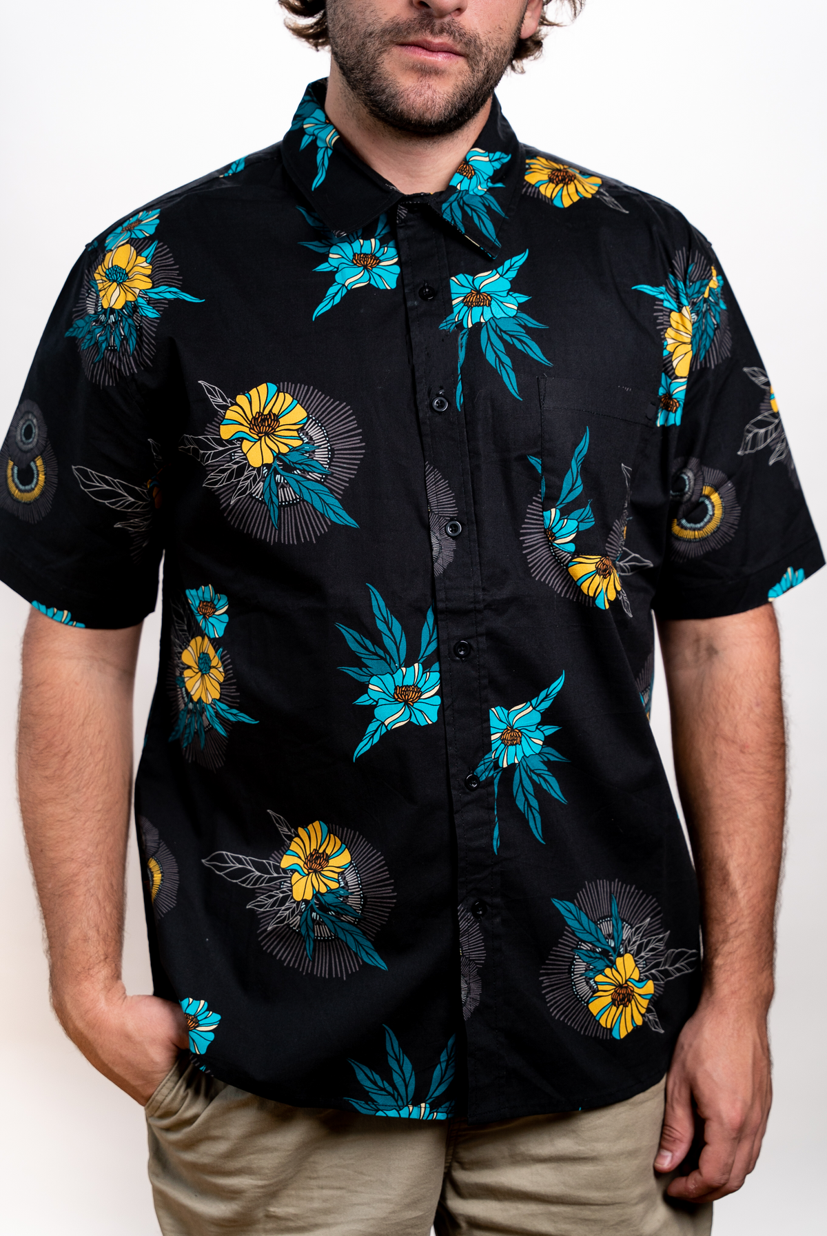 SEVEN TIDES STSSW47, - Aloha Vibes Ss Woven, Black