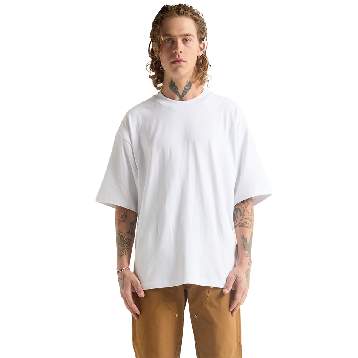 SHAKA WEAR Garment Dye Designer Tee, - 9.0 Oz, White
