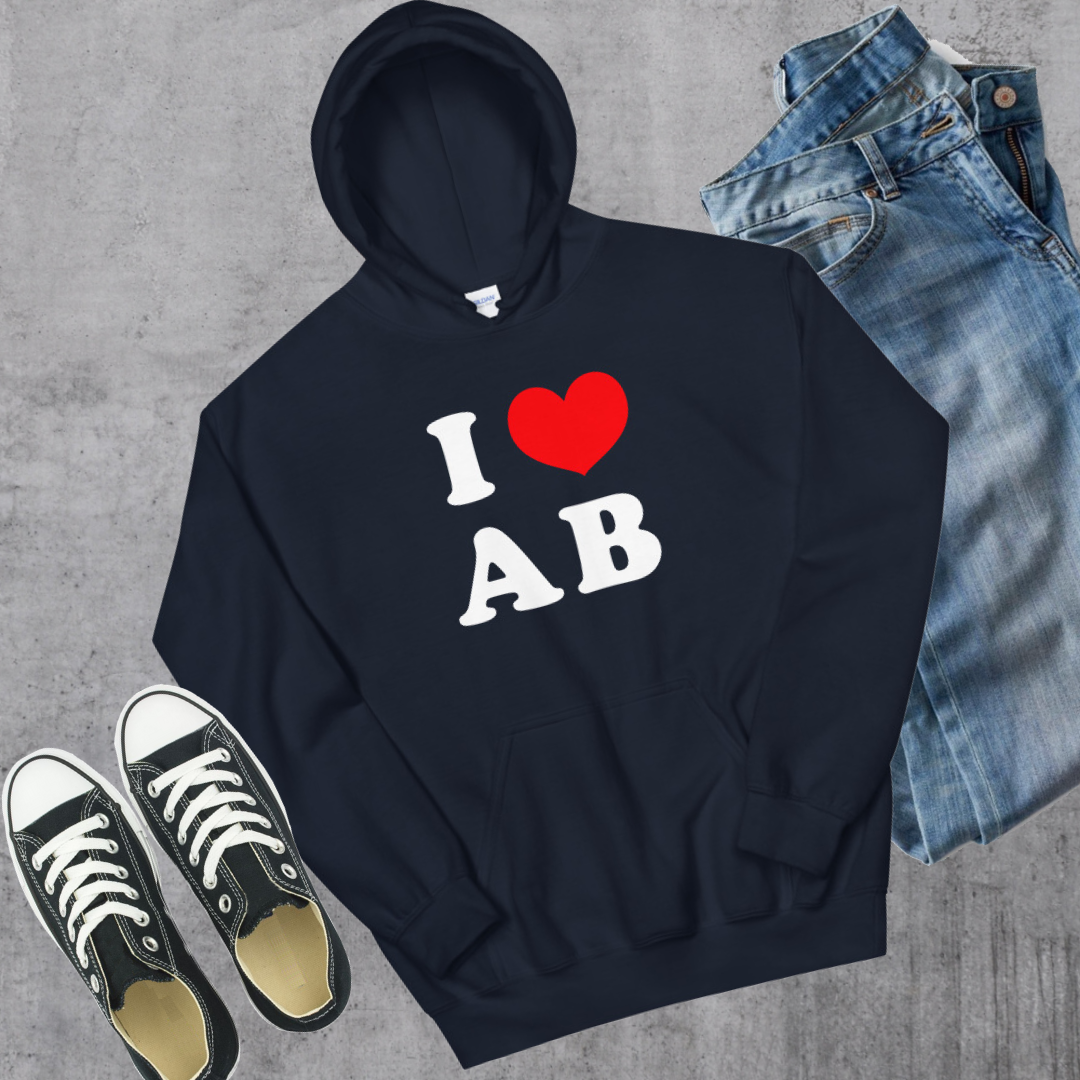 I ❤️ AB Hoodie Navy Alberta Canadian City Apparel
