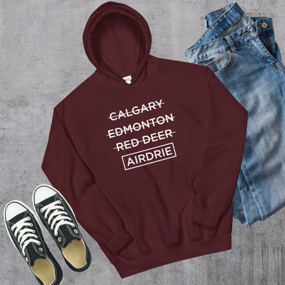 Airdrie Better Hoodie Maroon Alberta Canadian City Apparel