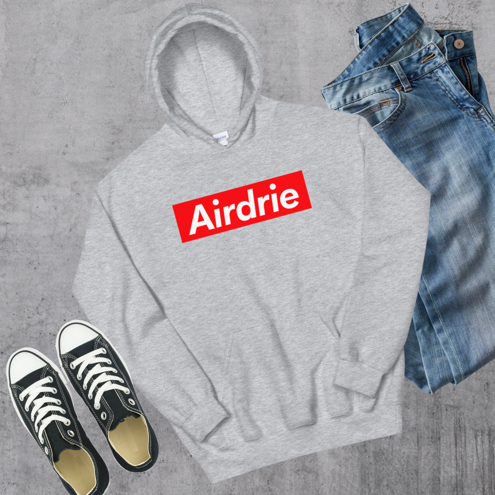 Airdrie Supreme'd Hoodie Sport Grey Alberta Canadian City Apparel