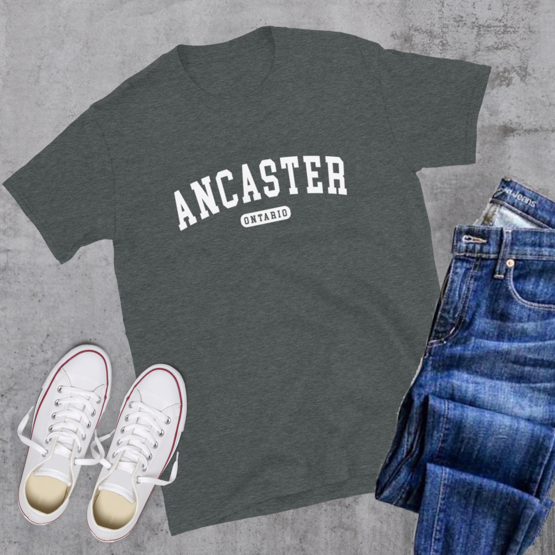 Ancaster College Tee Dark Heather Canadian City Apparel