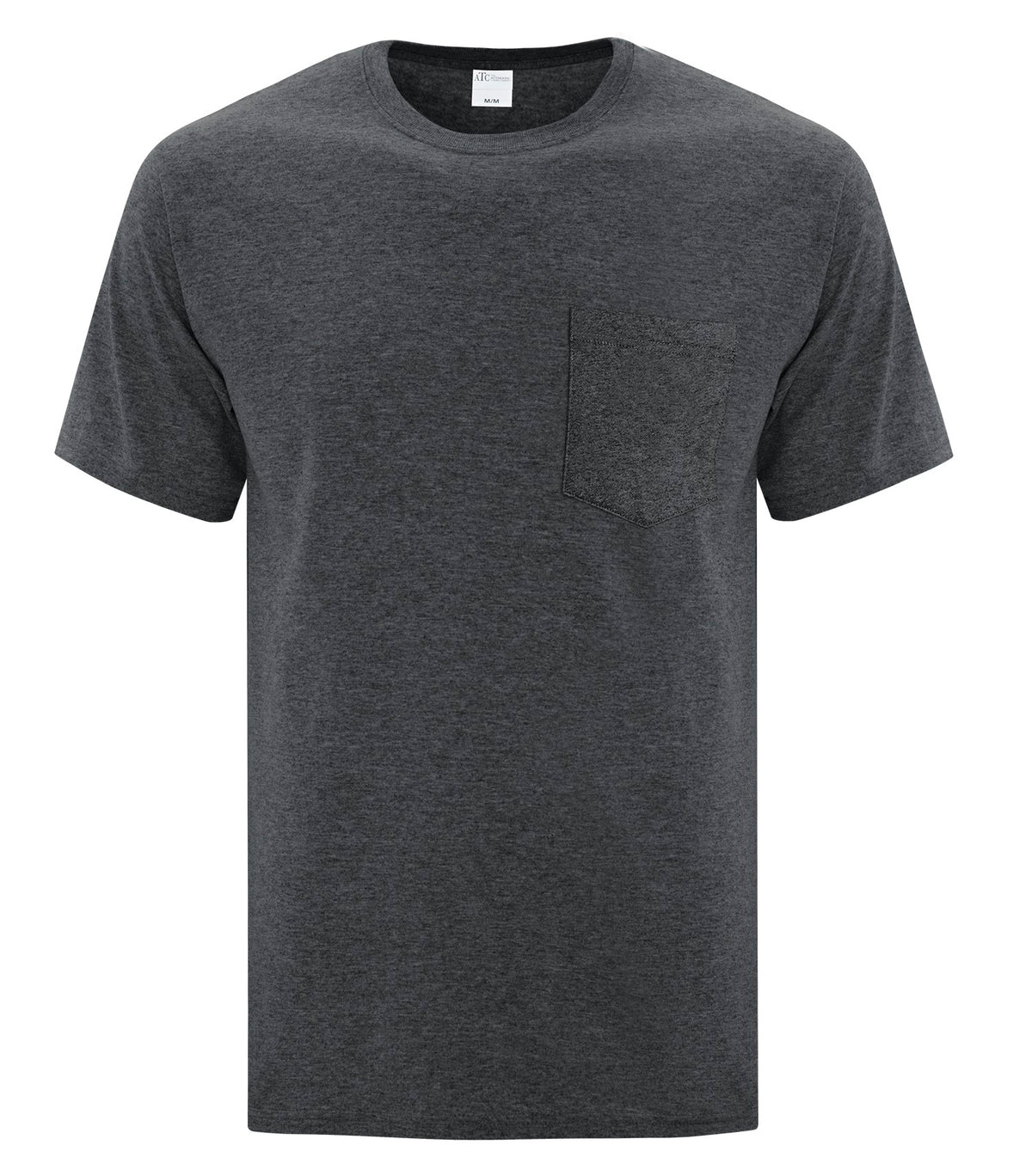 ATC Everyday Collection ATC1000P, Everyday Cotton Pocket Tee, Dark Heather Grey