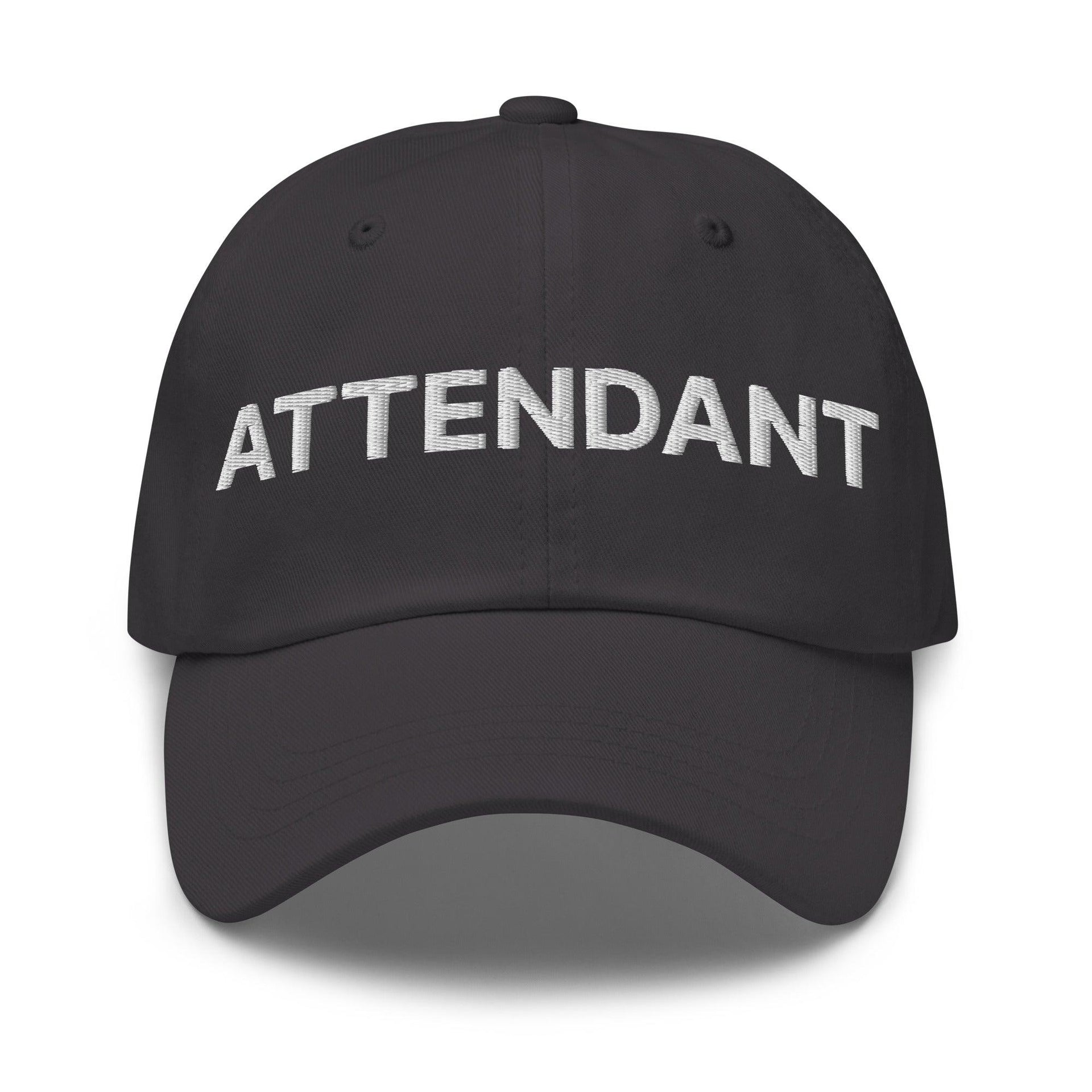 Premium Attendant Uniform Work Embroidered Dad Hat | Custom Embroidery Available - Fast Turnaround Dark Grey Capital Crowns Dad Hats Work