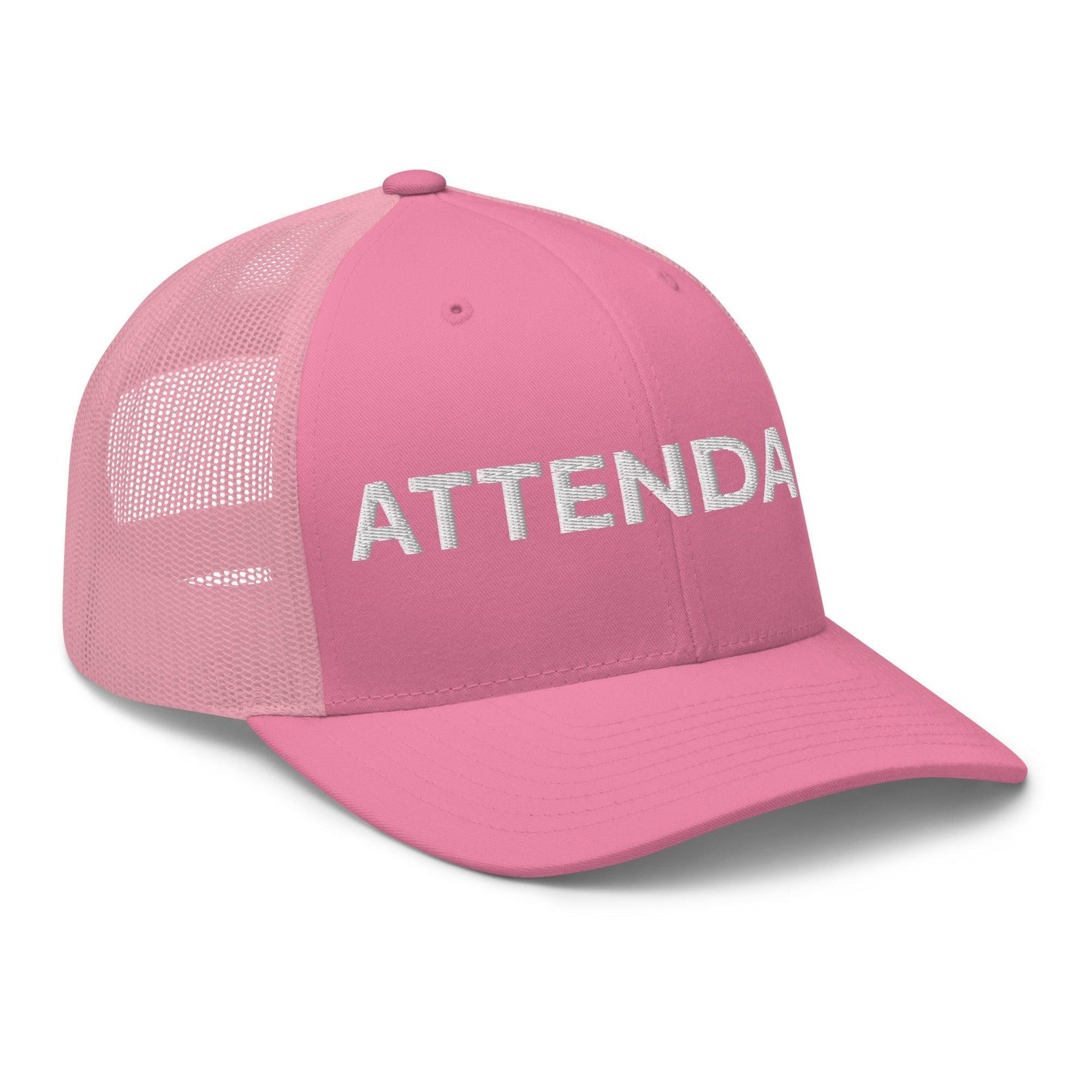 Attendant Work Block Embroidered Mesh Trucker Hat - Toronto Embroidery baseball cap bulk orders capital crowns custom caps custom decoration custom embroidery embroidered hats embroidery service fast turnaround headwear professional embroidery toronto embroidery trucker hat trucker hats work