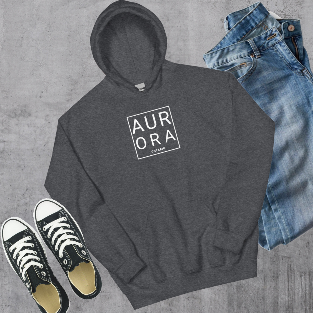Aurora Square Hoodie Dark Heather Canadian City Apparel