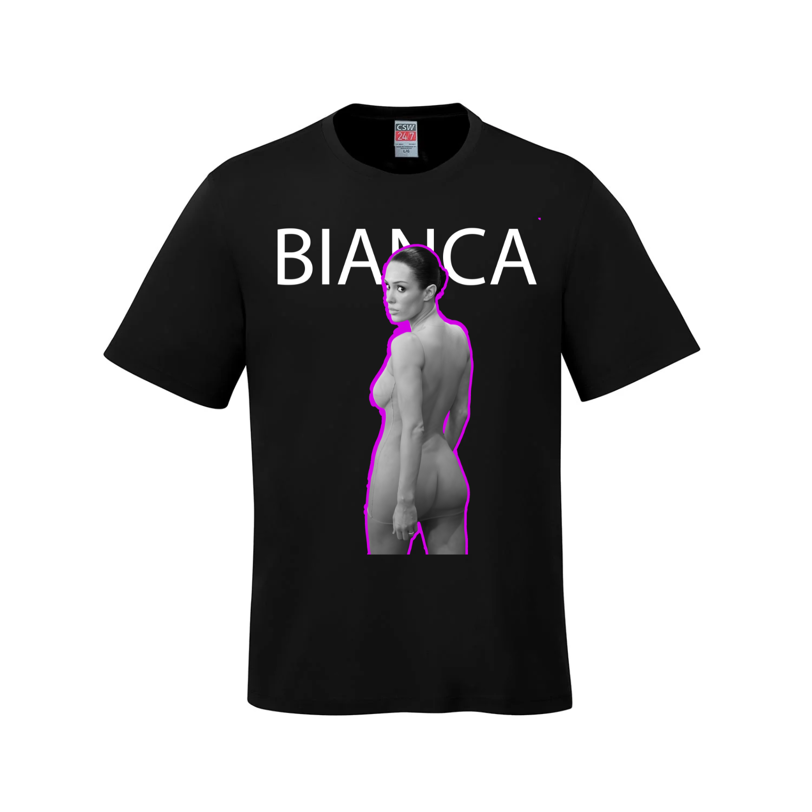 The B Effect: Bianca's Grammy Moment - Hot Pink Outline T-Shirt Black bianca celebrity grammys kanye LADs The Edge Collective viral