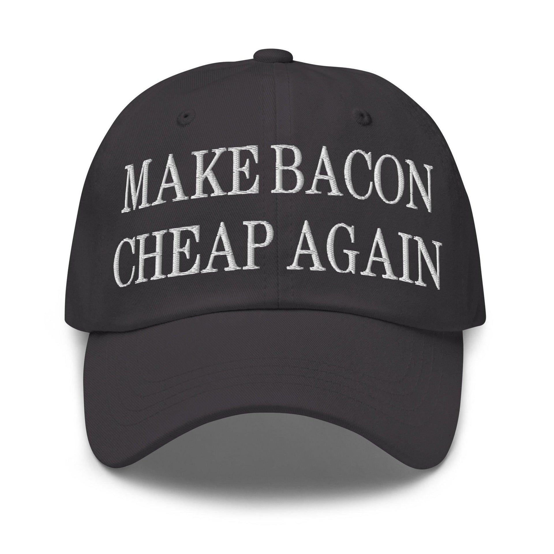 Bacon it again hat: toronto custom apparel souvenir baih01 - Toronto Embroidery Dark Grey baseball cap bulk orders capital crowns capital crowns designs custom caps custom decoration custom embroidery dad hats durable embroidered hats embroidery service fast turnaround headwear long lasting make again premium quality professional embroidery professional grade toronto embroidery trucker hat
