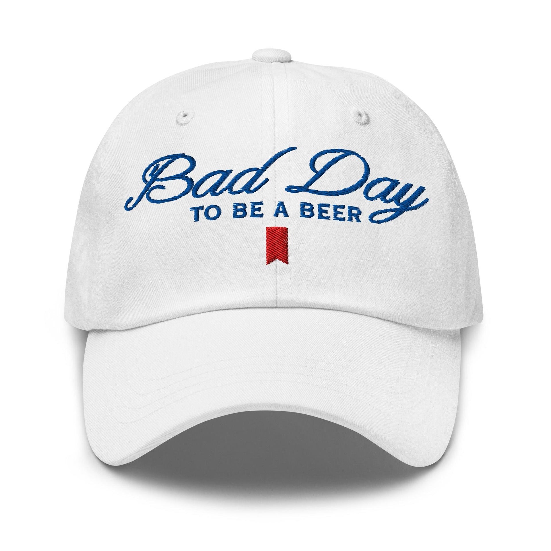 Bad Day to be a Beer Embroidered Dad Hat - Toronto Embroidery Default Title baseball cap bulk orders capital crowns custom caps custom decoration custom embroidery dad hats embroidered hats embroidery service fast turnaround funny headwear professional embroidery toronto embroidery trucker hat