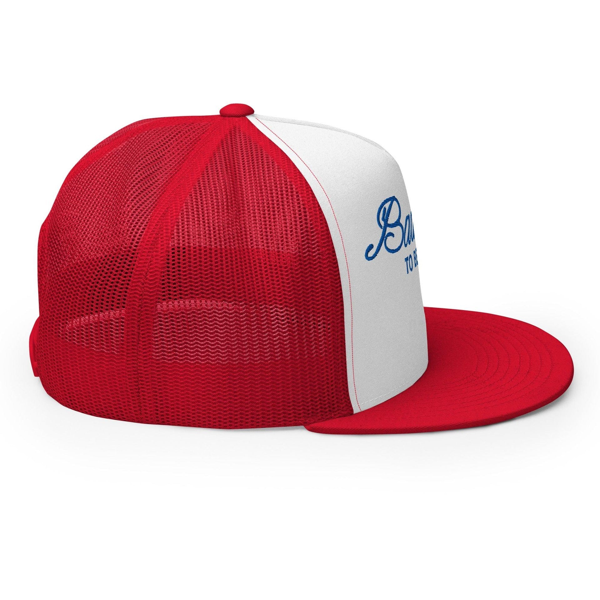 Premium Bad Day to be a Beer Embroidered Flat Bill Brim Mesh Trucker Hat | Custom Embroidery Available - Fast Turnaround Capital Crowns Funny Trucker Hats