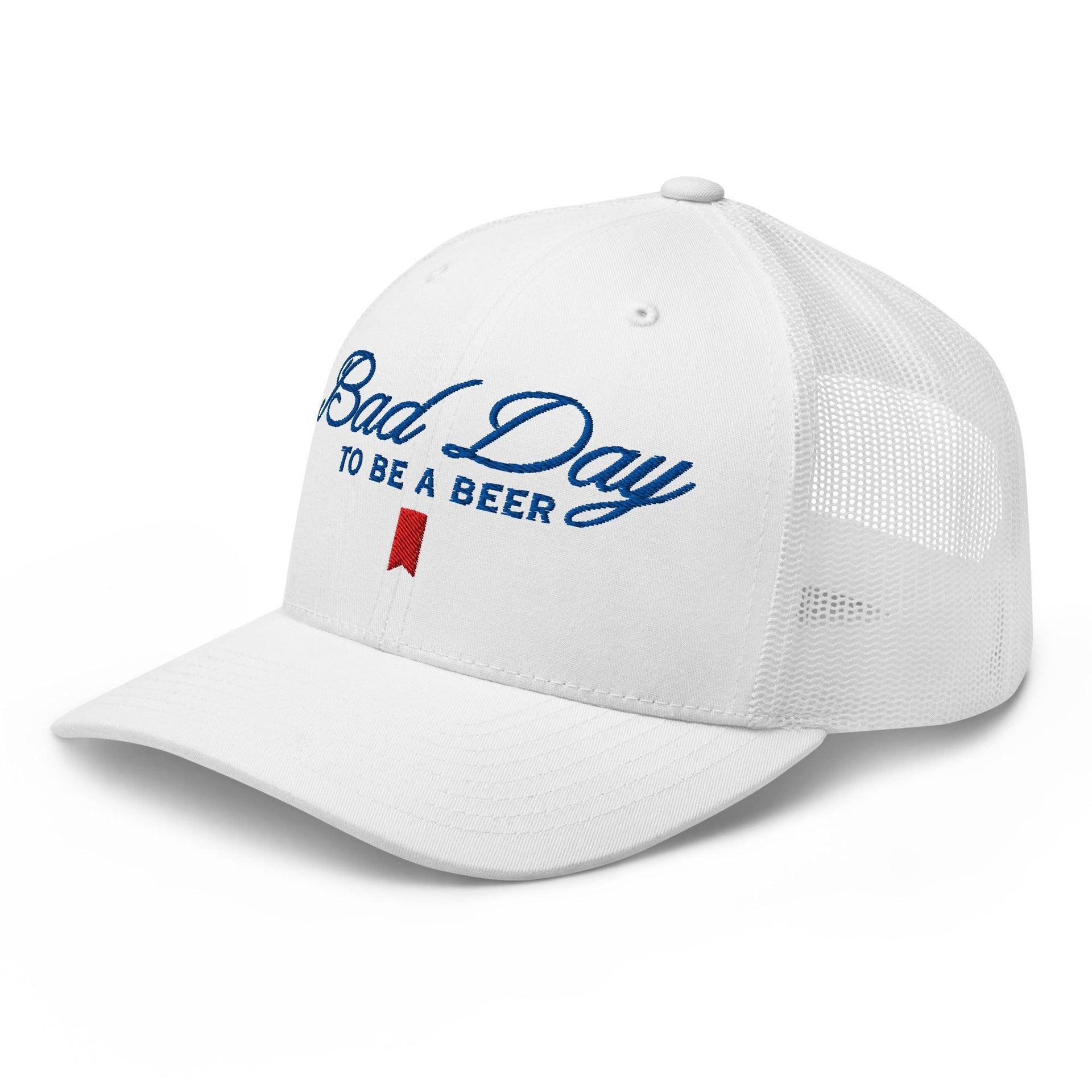 Bad Day to be a Beer Embroidered Mesh Trucker Hat Capital Crowns Funny Trucker Hats