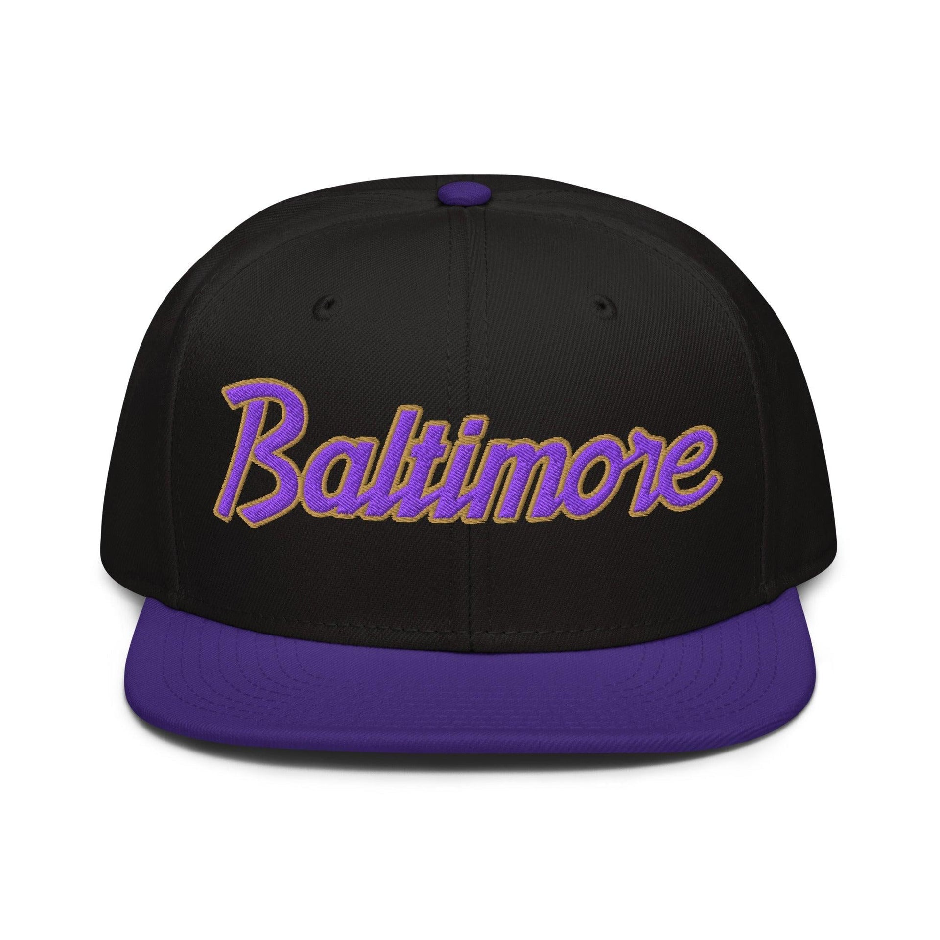 Baltimore Football Vintage Sports Script Flat Bill Brim Snapback Hat Default Title Baltimore Capital Crowns Football MD Snapback Hats