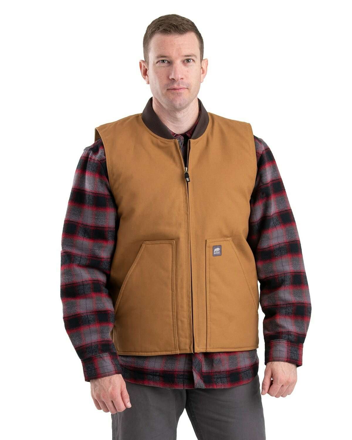 Berne Men's Duck Vest V812 - All-Season Durable Workman's Vest BROWN DUCK all-season vest berne men's vest durable work vest men's duck vest