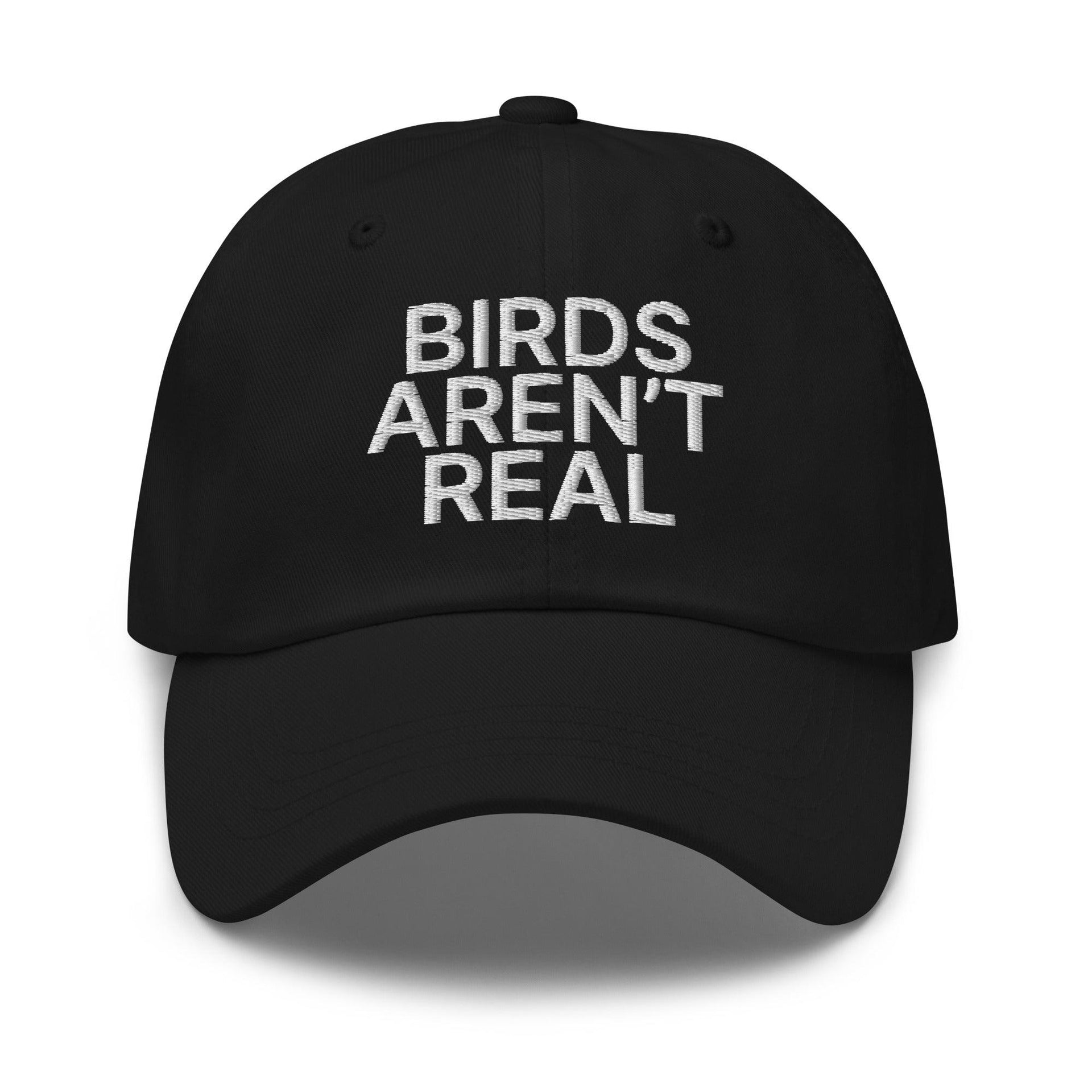 Birds Aren't Real Embroidered Dad Hat Black Capital Crowns Dad Hats Funny