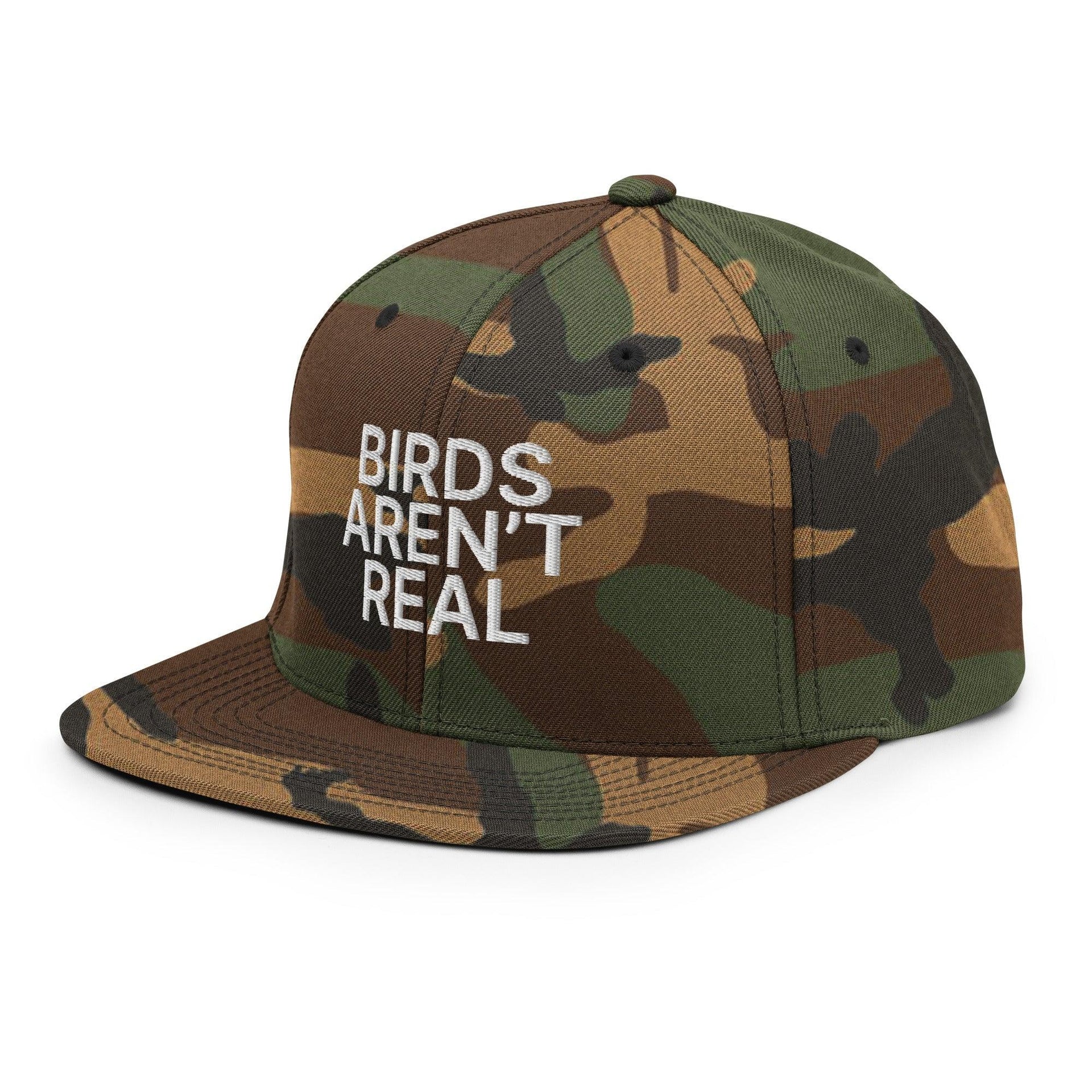 Birds Aren't Real Embroidered Flat Bill Brim Snapback Hat Capital Crowns Funny Snapback Hats