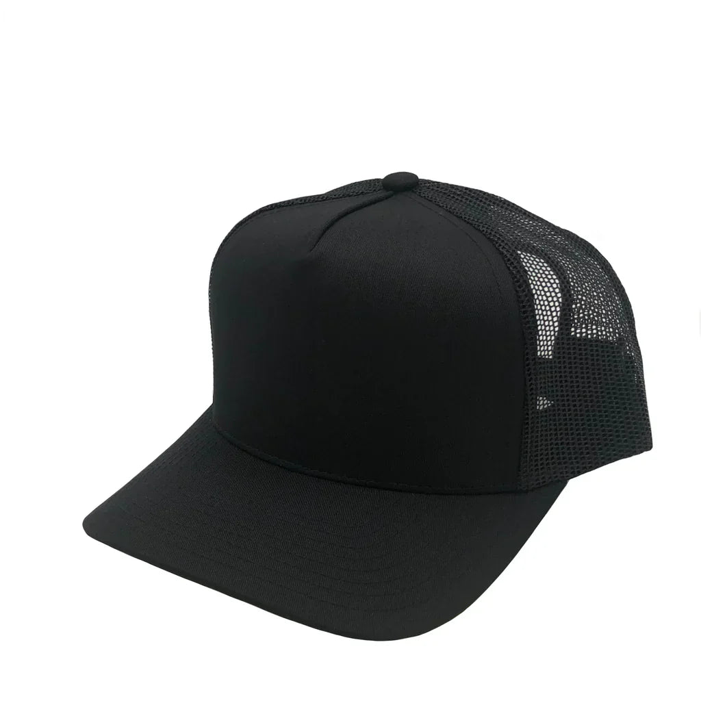 GNV-008M - Premium Pro Style Mesh Trucker Cap Black One Size 5 PANELS COMING SOON COTTON / POLYESTER CURVE HIGH PROFILE MESH NISSI nissi caps SNAPBACK STRUCTURED TRUCKER MESH UNISEX