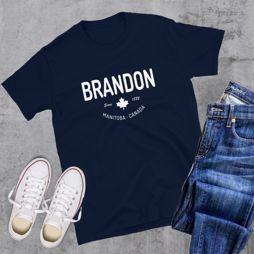 Brandon since 1882 Tee - Toronto Embroidery Navy bulk orders canadian city apparel custom decoration custom embroidery custom shirts custom t-shirts embroidered shirts embroidery service fast turnaround professional embroidery tee shirts toronto embroidery