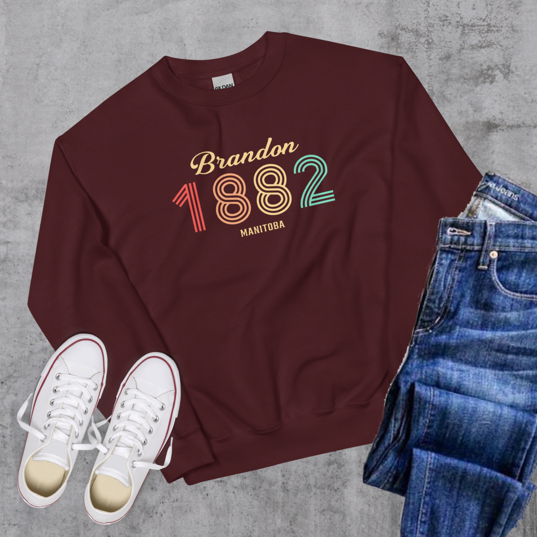 Brandon Vintage Crewneck - Toronto Embroidery Maroon bulk orders canadian city apparel custom decoration custom embroidery embroidery service fast turnaround professional embroidery toronto embroidery