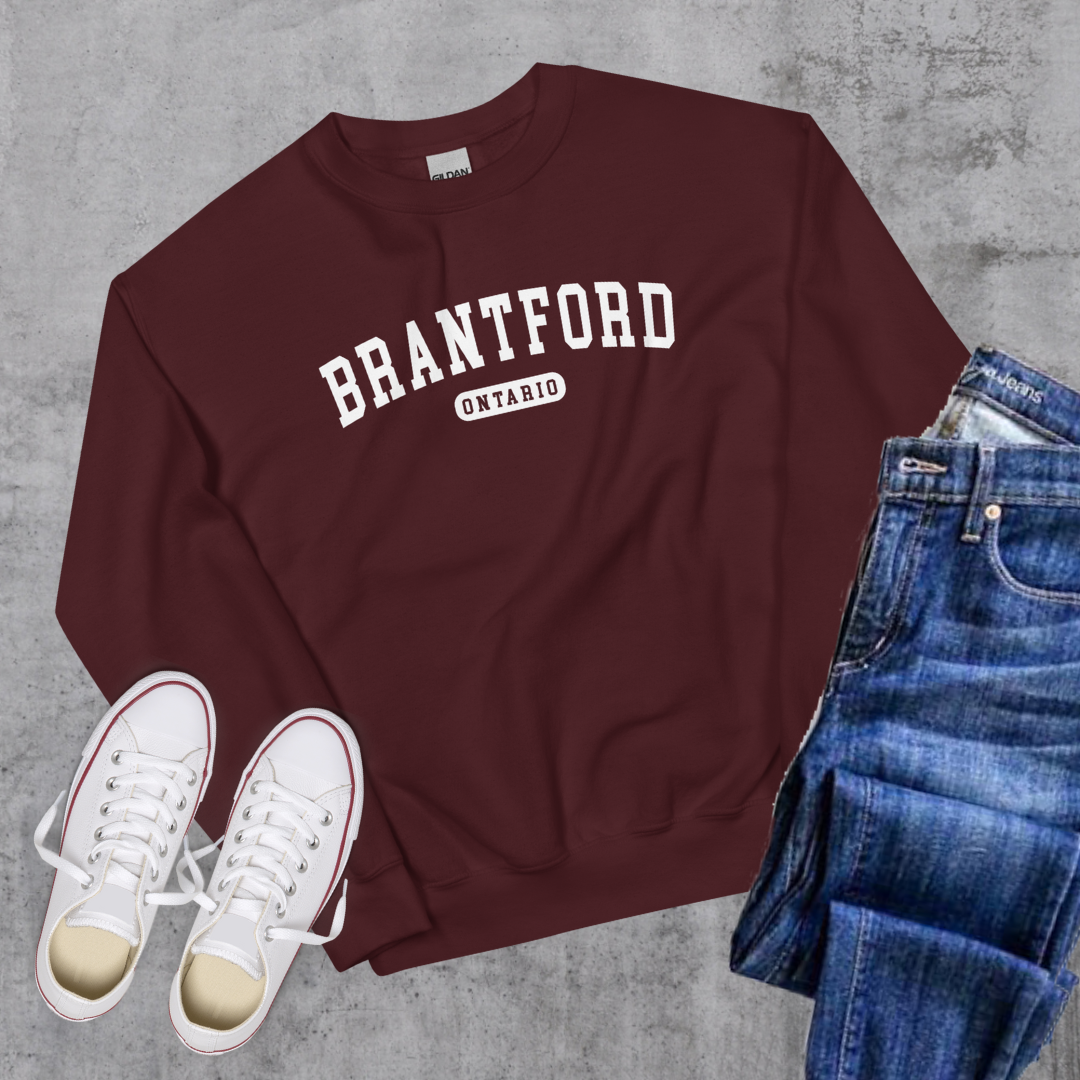 Brantford College Crewneck Maroon Canadian City Apparel