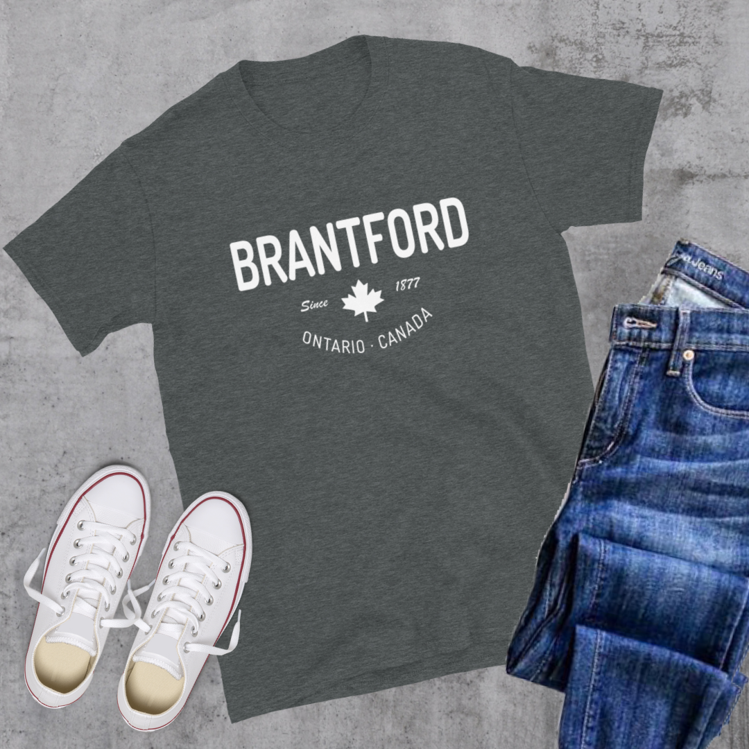 Brantford Since 1877 Tee Dark Heather Canadian City Apparel