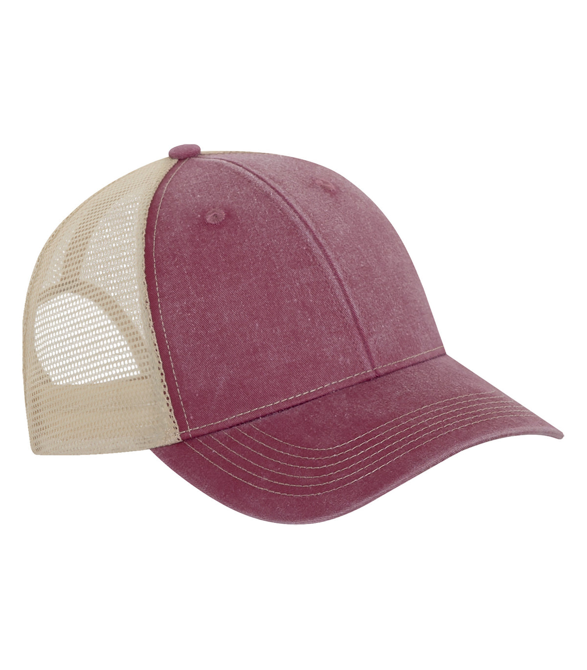 ATC C1322, Pigment Dyed Trucker Cap, Maroon/Crème