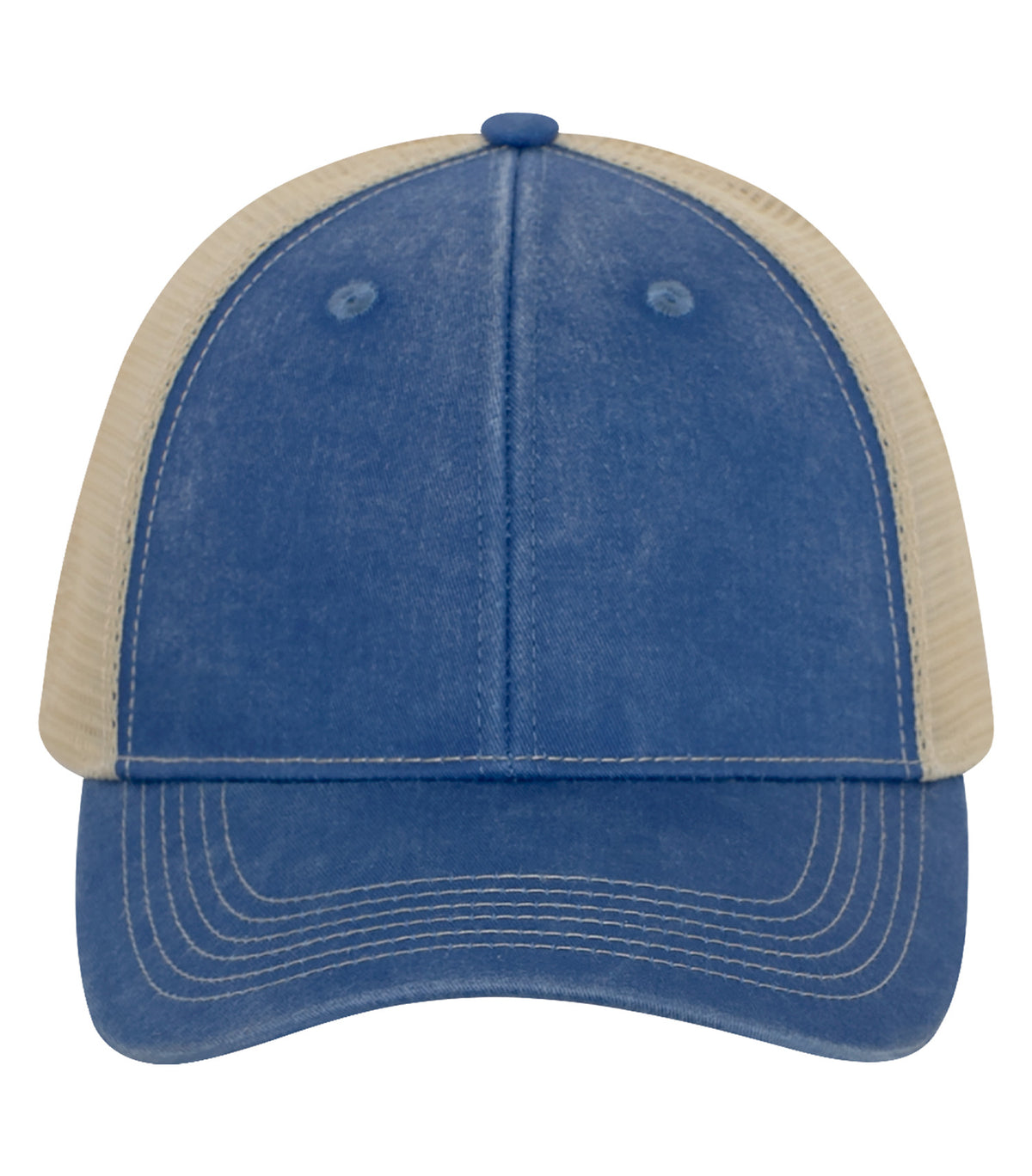 ATC C1322, Pigment Dyed Trucker Cap, Royal/Crème