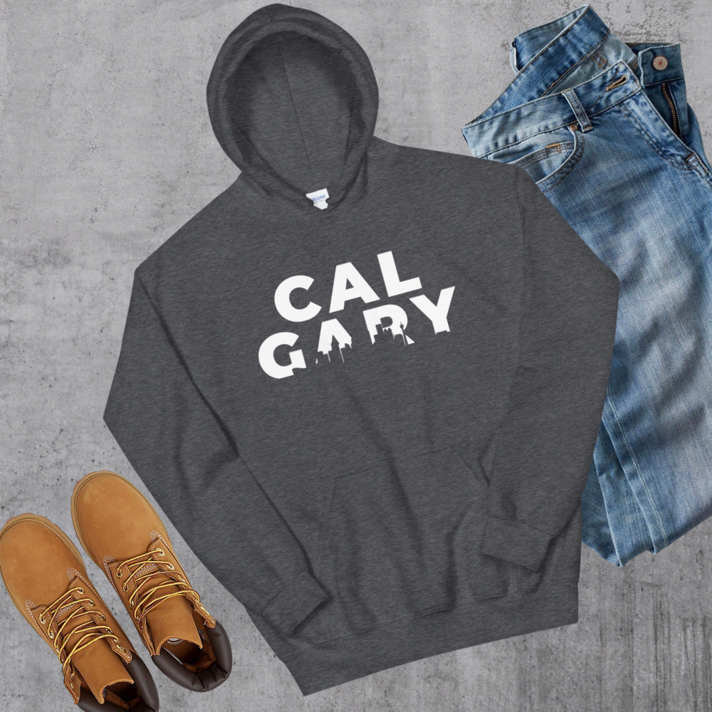 Calgary Hoodie Dark Heather Alberta Canadian City Apparel Toronto