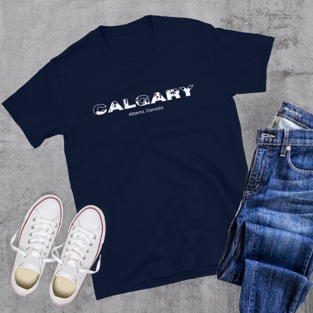 Calgary Landmarks Tee - Toronto Embroidery alberta bulk orders canadian city apparel custom decoration custom embroidery custom shirts custom t-shirts embroidered shirts embroidery service fast turnaround professional embroidery tee shirts toronto embroidery