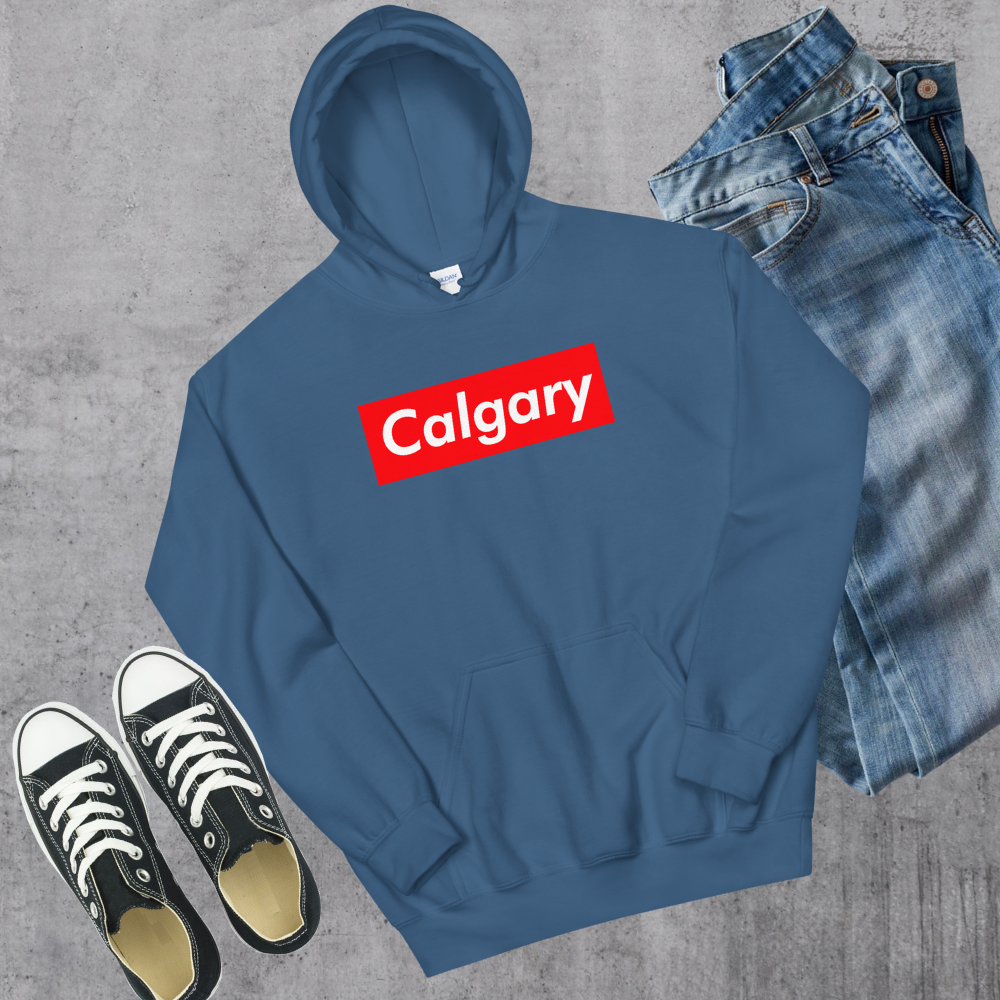 Calgary Supreme'd Hoodie Indigo Blue Alberta Canadian City Apparel