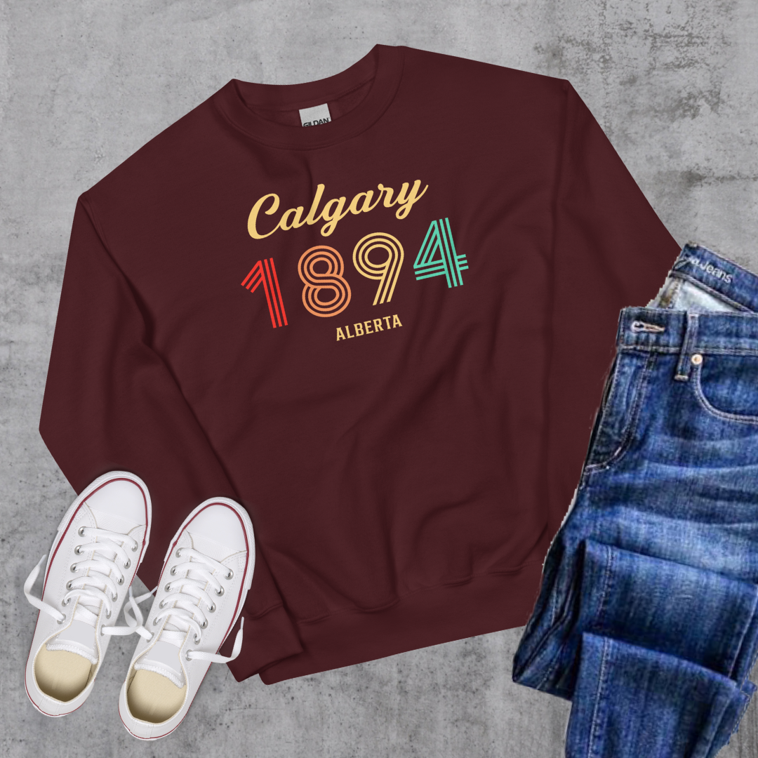 Calgary Vintage Crewneck - Toronto Embroidery Maroon alberta bulk orders canadian city apparel custom decoration custom embroidery embroidery service fast turnaround professional embroidery toronto embroidery