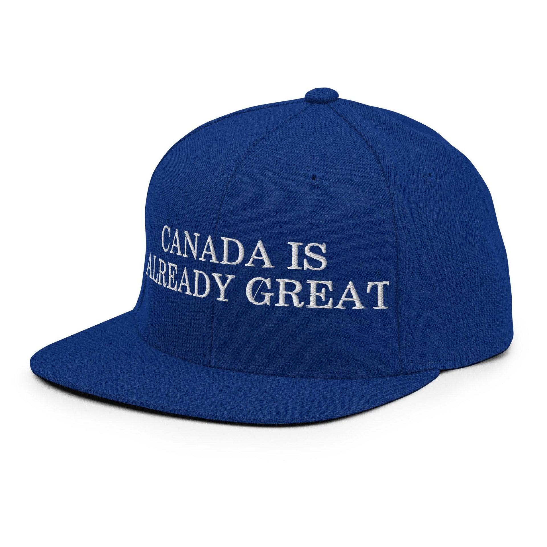 Canada is Already Great Embroidered Flat Bill Brim Snapback Hat Canada Capital Crowns Snapback Hats