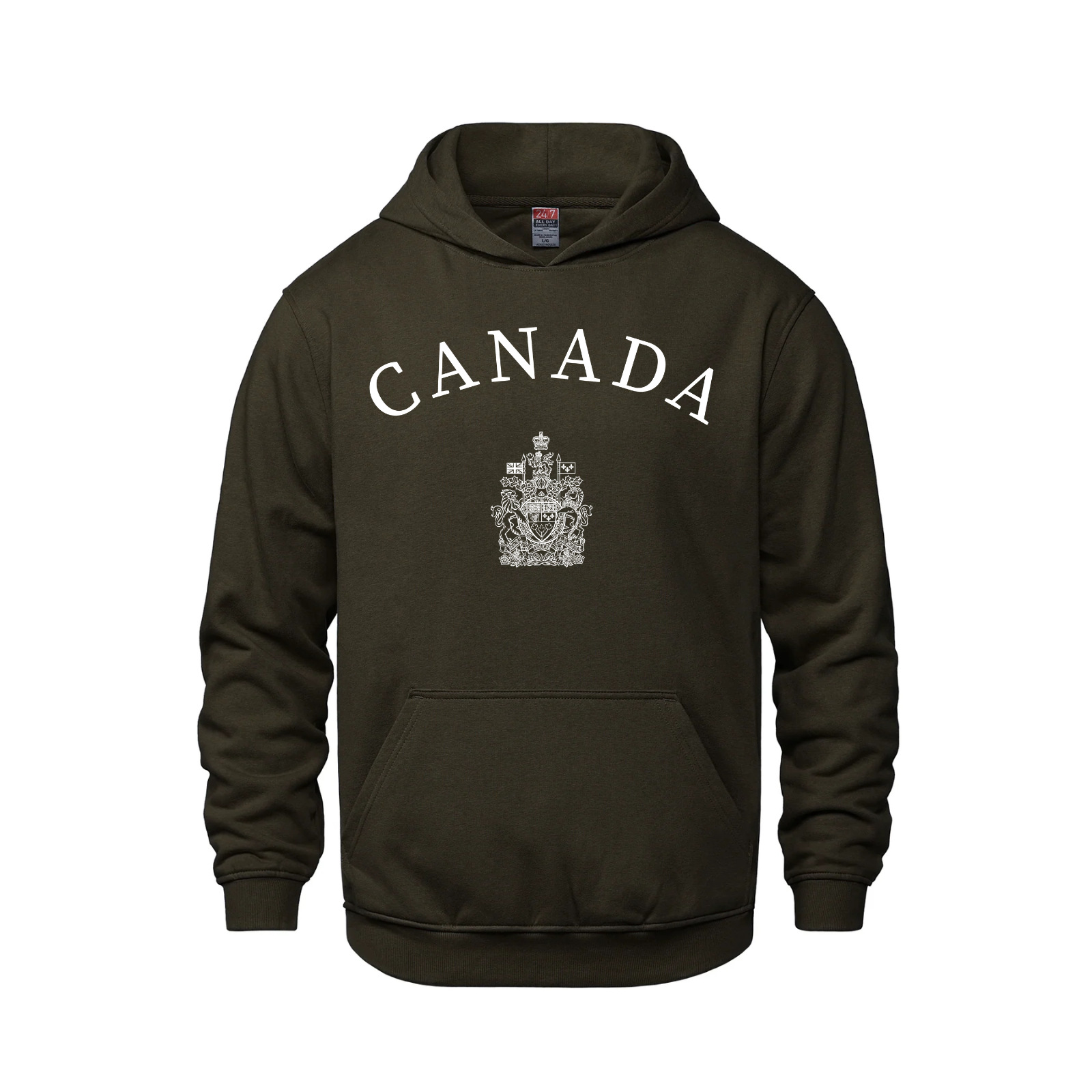 Canada featuring Coat of Arms Pullover Hoodie Brown Canada made in canada Make Canada Great Again