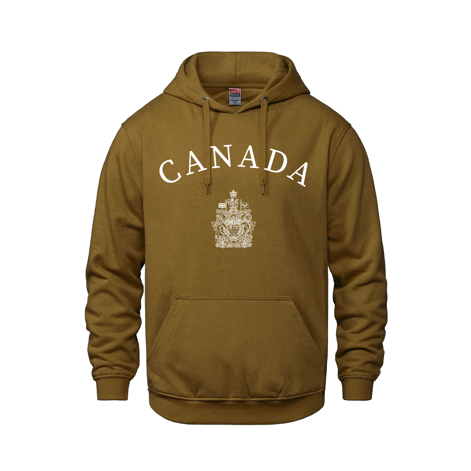Canada featuring Coat of Arms Pullover Hoodie Golden Brown Canada made in canada Make Canada Great Again