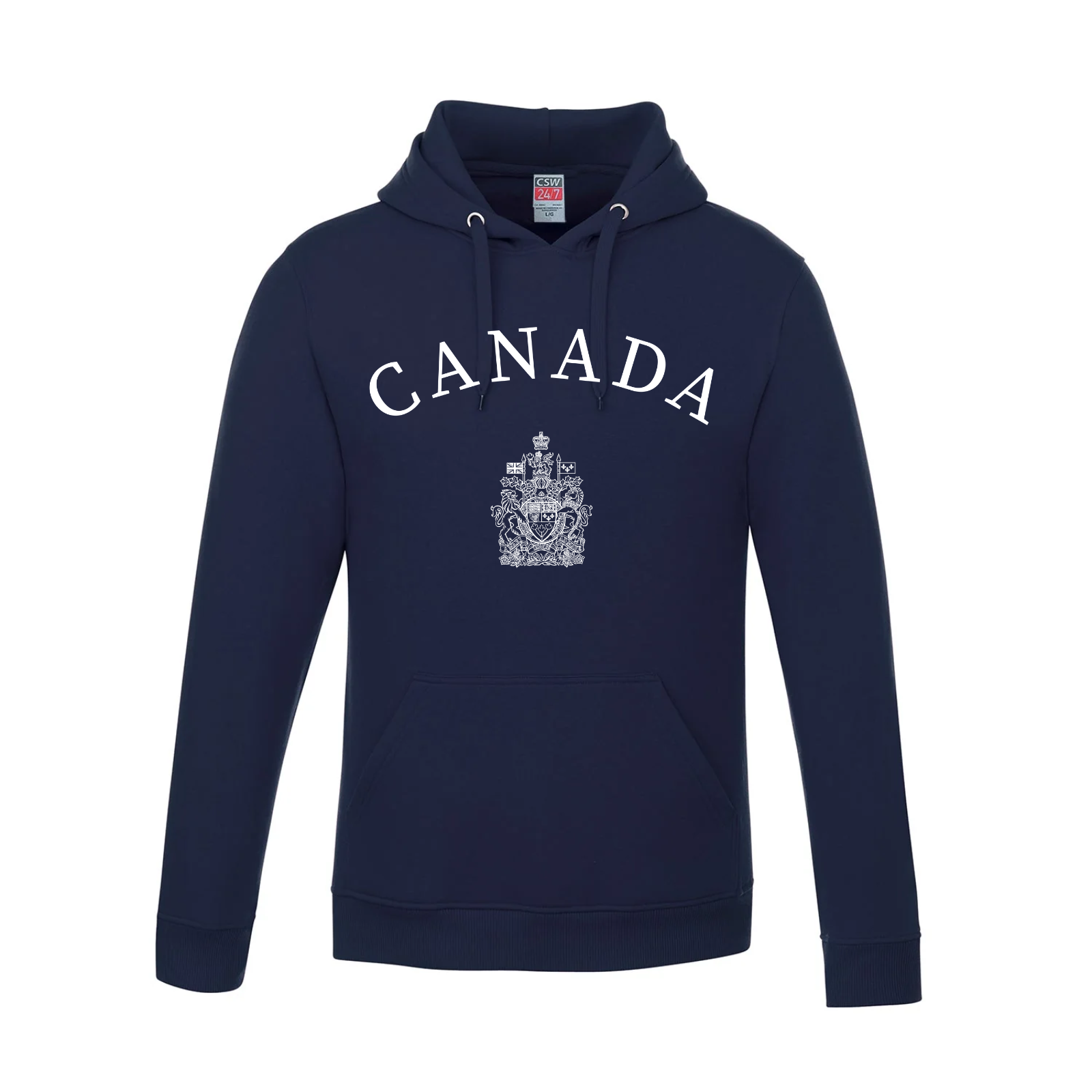 Canada featuring Coat of Arms Pullover Hoodie Navy Canada made in canada Make Canada Great Again