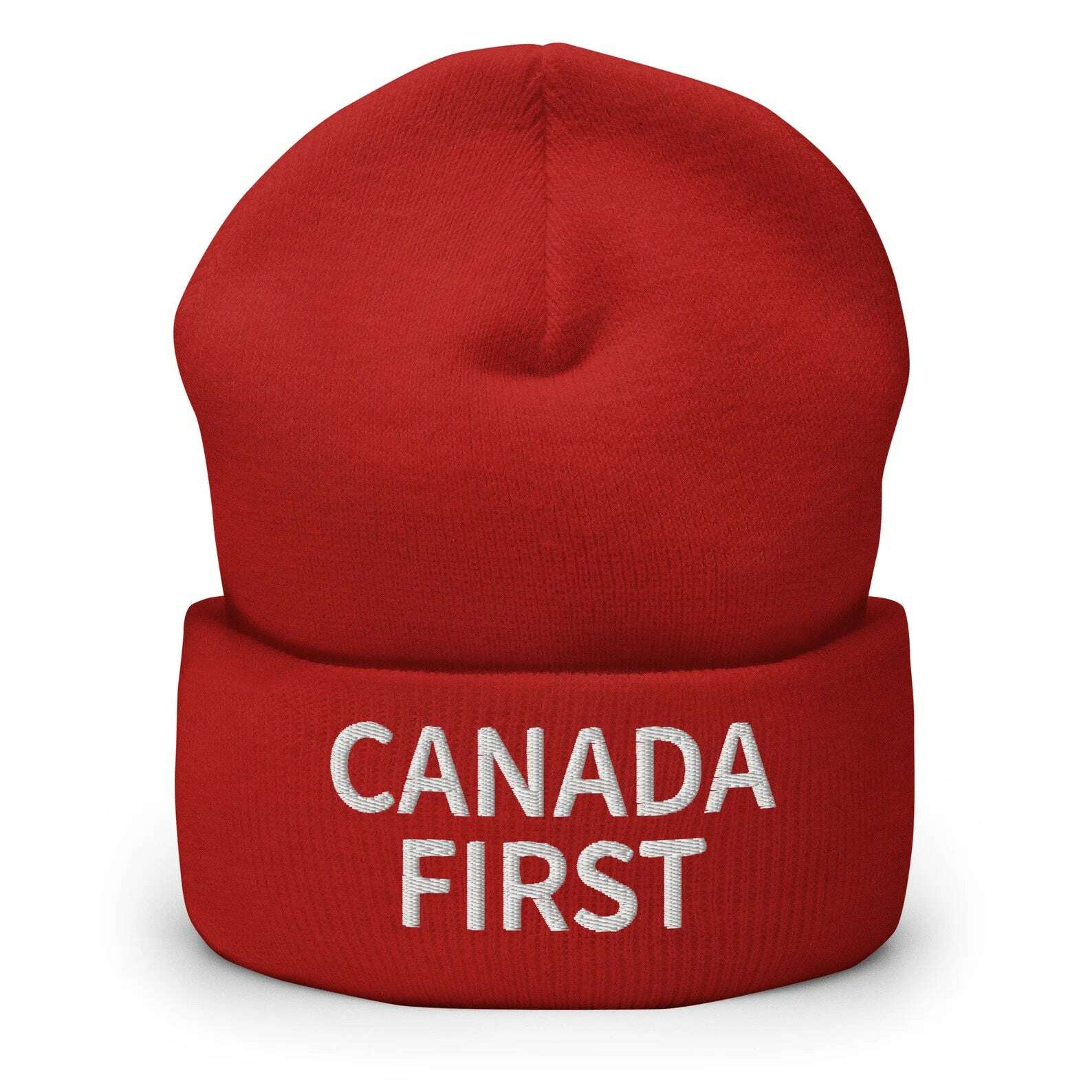 Canada First Beanie - Premium Acrylic Roll Cuff Beanie with Embroidered Design Canada Beanie Canada First Beanie Embroidered Beanie Premium Acrylic Beanie Roll Cuff Beanie Stylish Beanie Warm Knit Hat Winter Hat