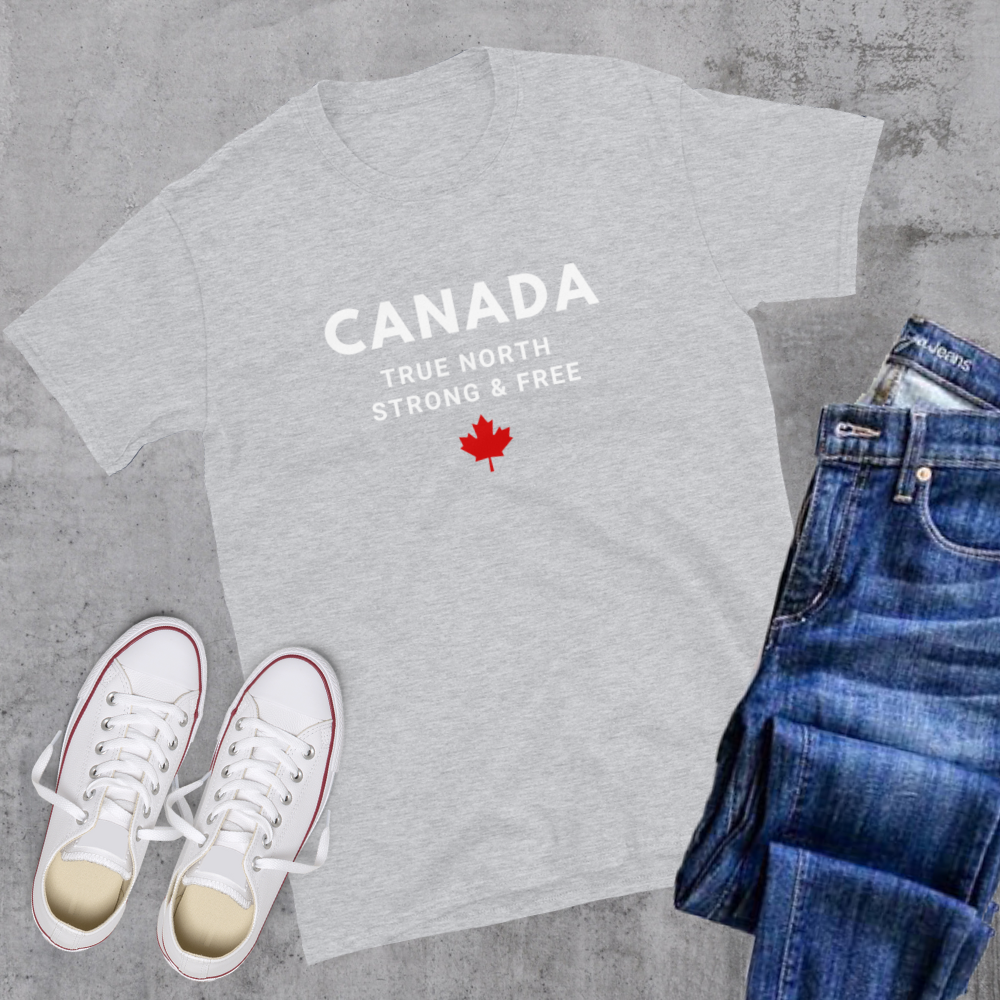 Canada True North Strong & Free π¨π¦ Tee Sport Grey Canada Canadian City Apparel