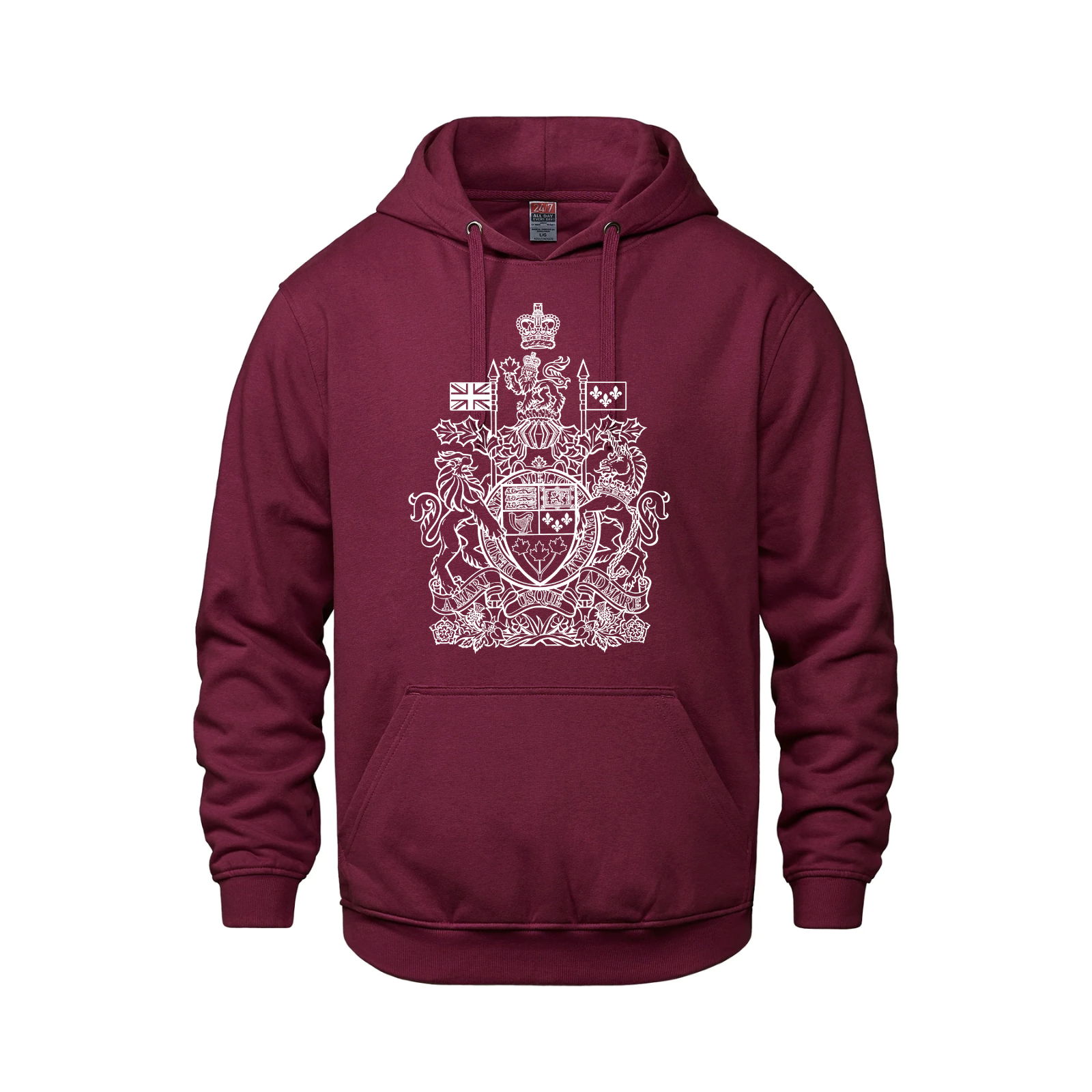 Canadian Coat of Arms Pullover Hoodie - Youth - Maroon / Small - Sweatshirts & Hoodies