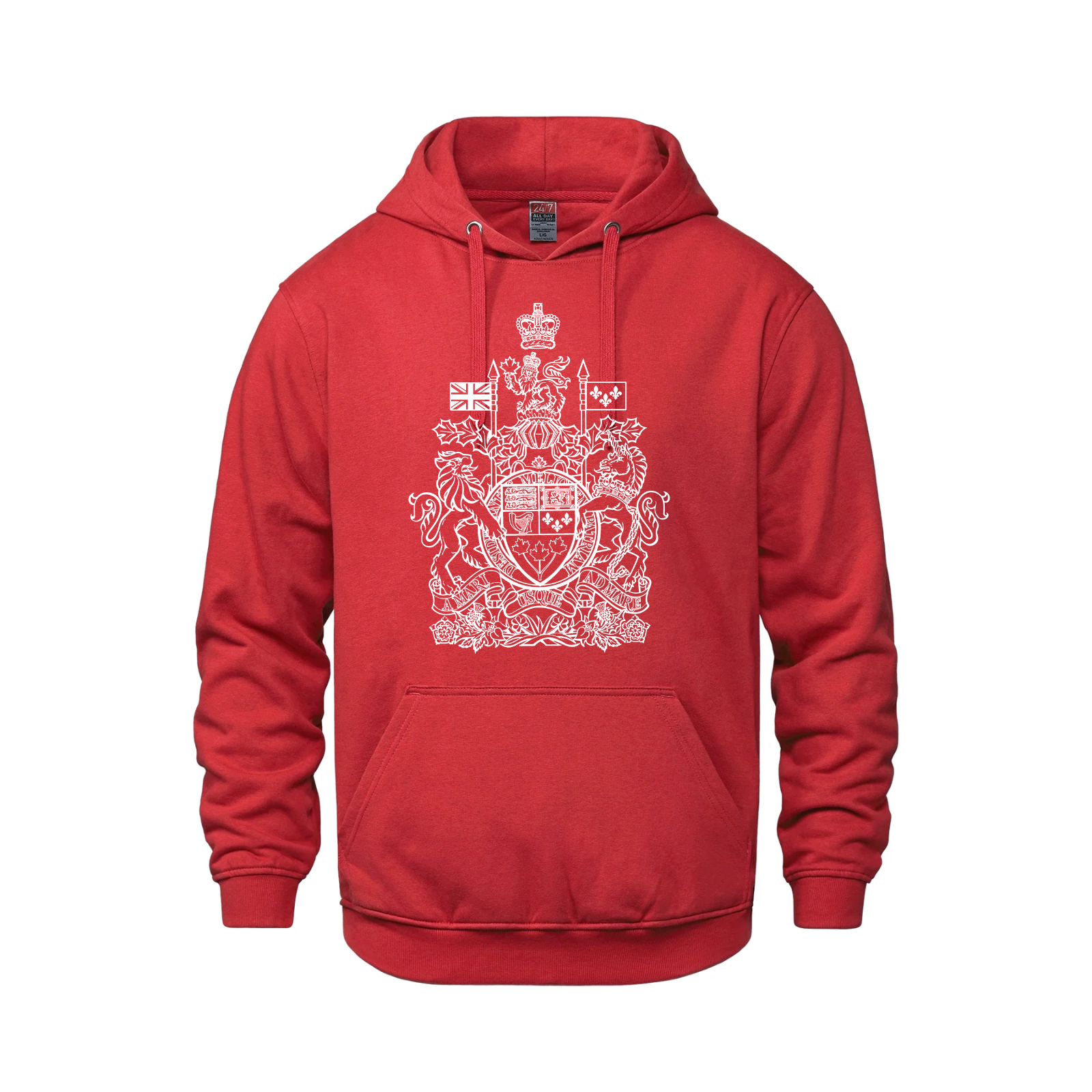 Canadian Coat of Arms Pullover Hoodie - Youth - Red / Small - Sweatshirts & Hoodies