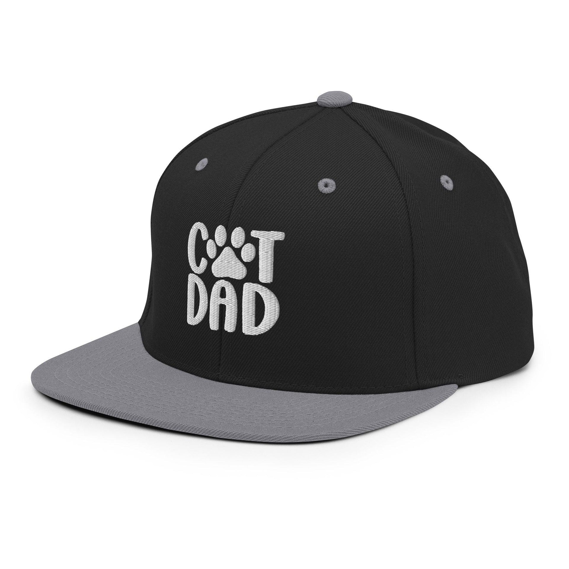 Cat Dad Embroidered Flat Bill Brim Snapback Hat Capital Crowns Funny Snapback Hats