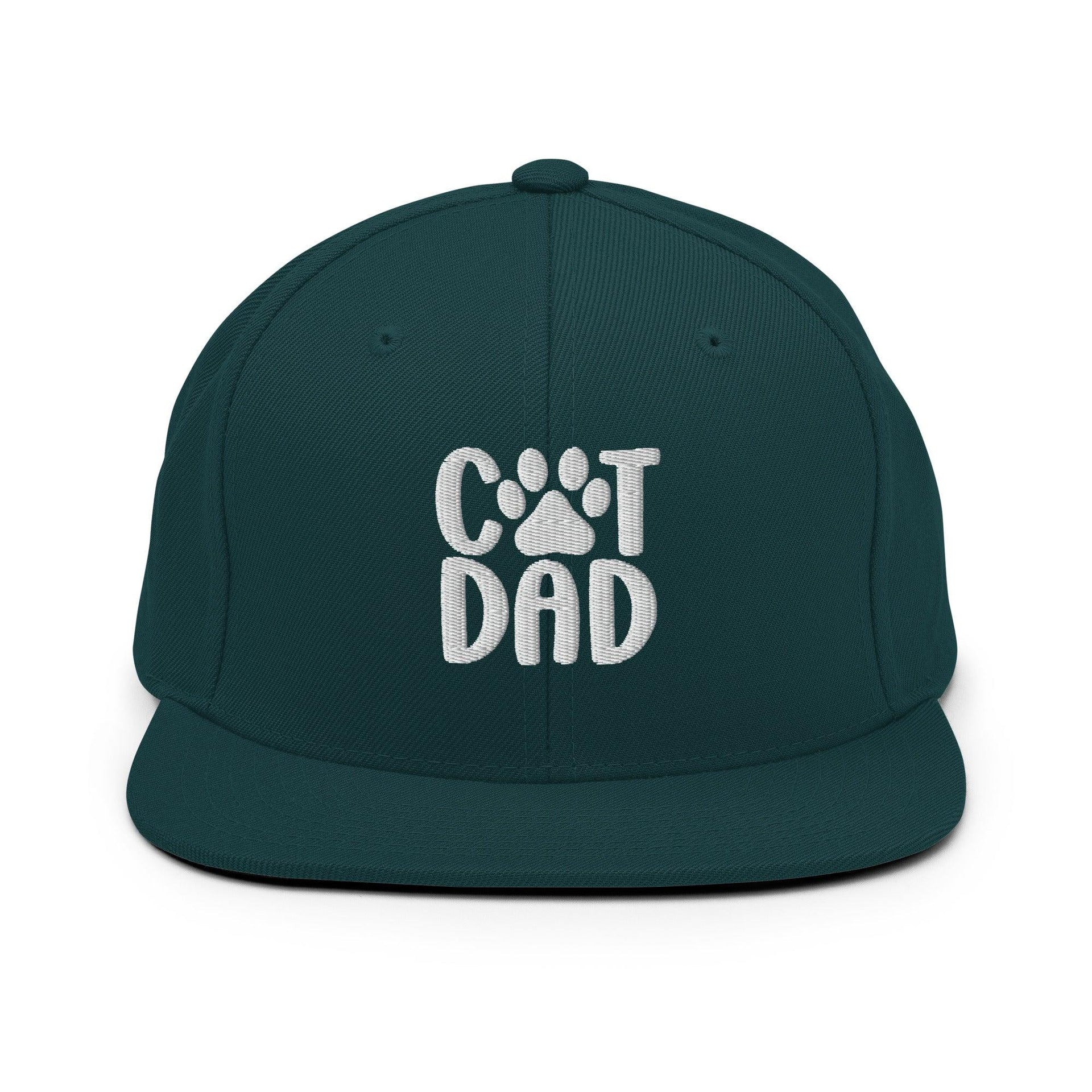 Cat Dad Embroidered Flat Bill Brim Snapback Hat Spruce Capital Crowns Funny Snapback Hats