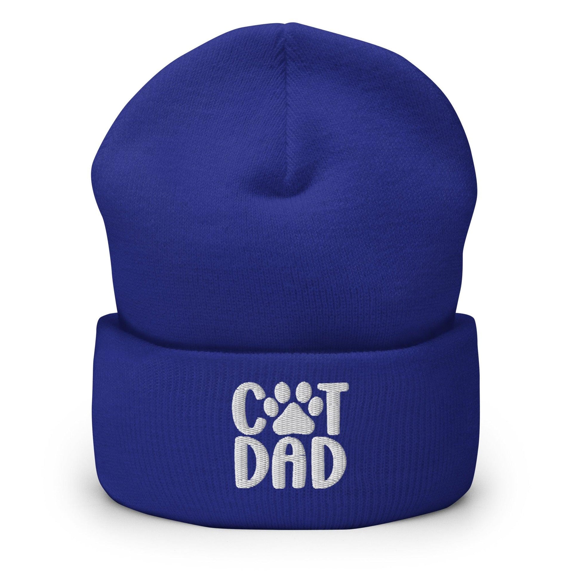 Cat Dad Embroidered Knit Cuffed Beanie Royal Beanies Capital Crowns Funny