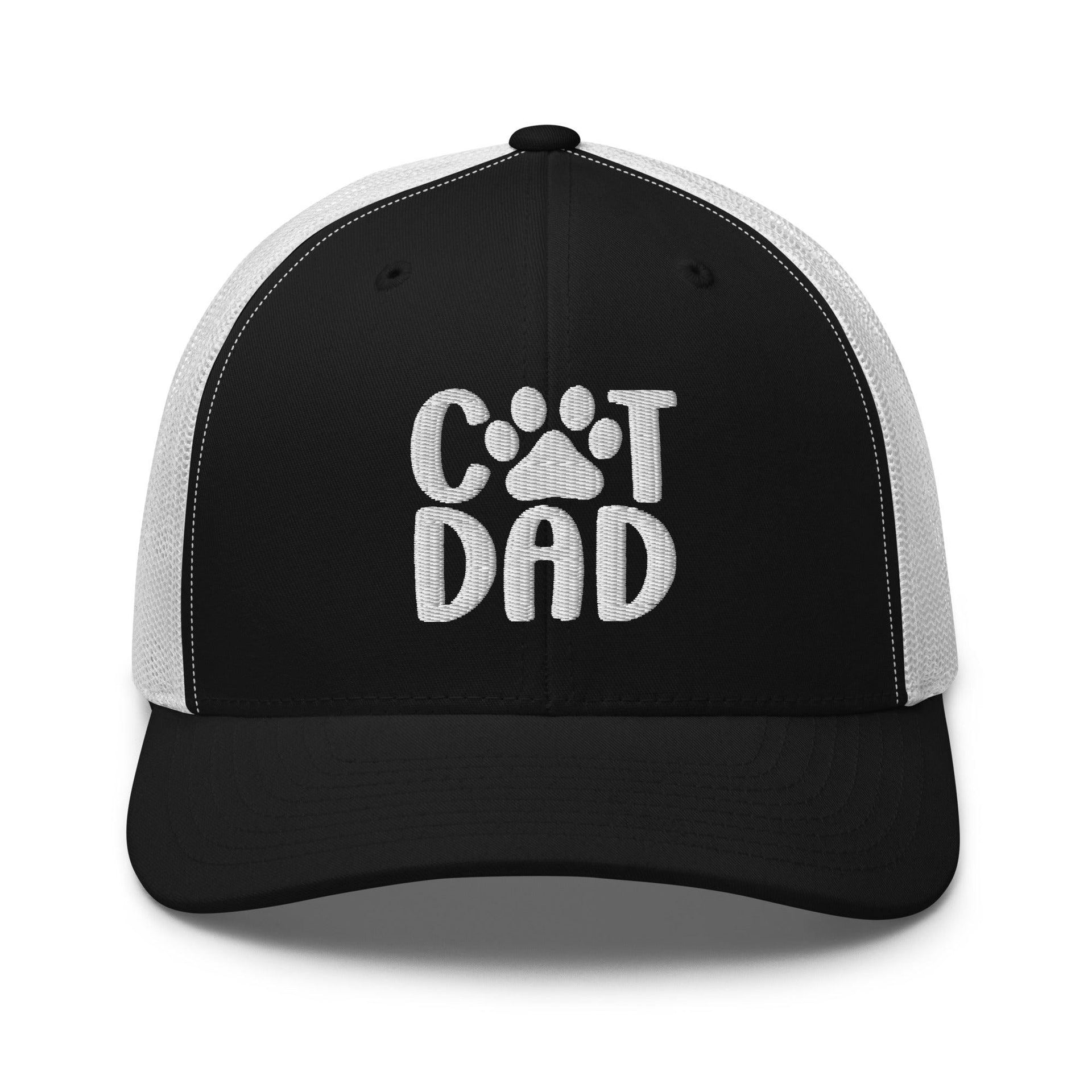 Cat Dad Embroidered Mesh Trucker Hat Black White Capital Crowns Funny Trucker Hats
